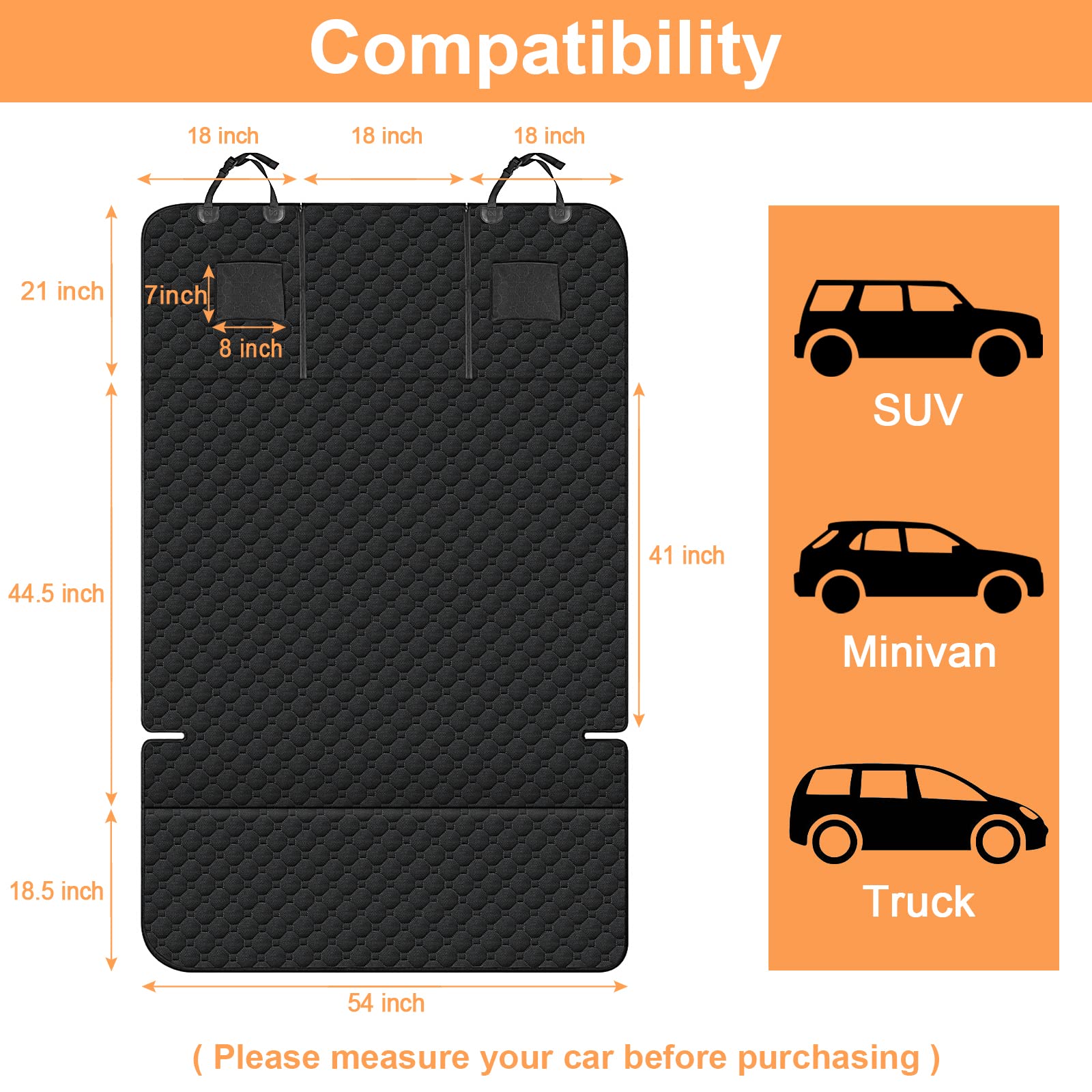 Mancro Suv Cargo Liner For Dogs, Waterproof Dog Seat Cover For Suv With Bumper Flap Protector, Durable Non-Slip Polyester Pet Trunk Cargo Cover For Vehicles, Vans, Universal Fit (84” L X 54” W)