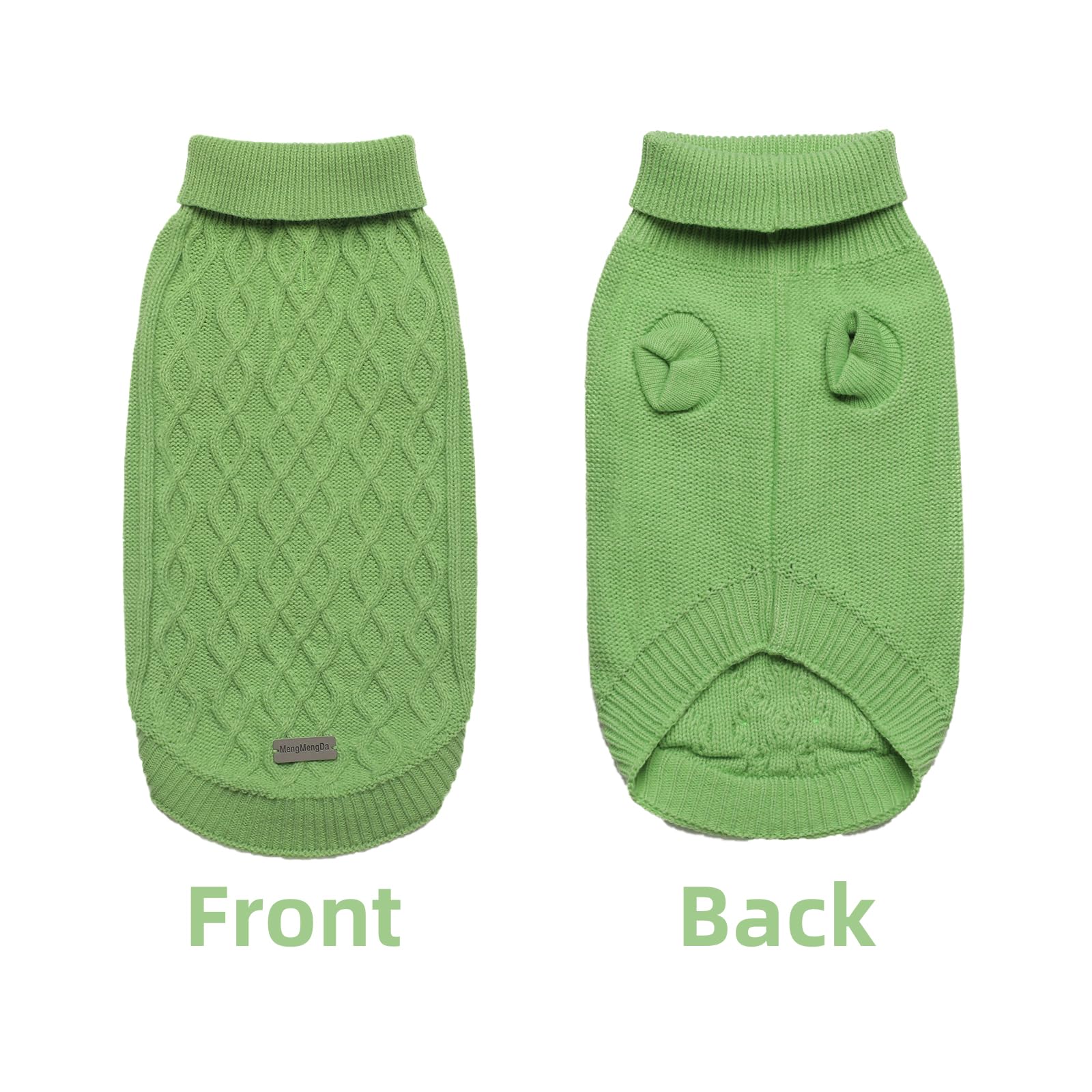 Mengmengda,Dog Pullover Sweater, Cable Knitwear, Warm Clothes For Chihuahua, Bulldog, Dachshund, Pug, Yorkie,Dog Outfits For Small Dogs Medium Dogs (Green L)…
