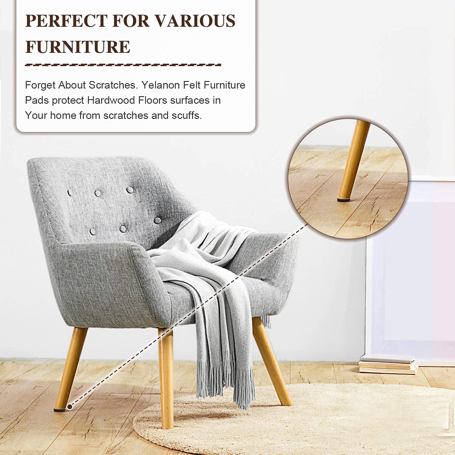 Felt Furniture Pads -261 Pcs Furniture Pads Hardwoods Floors Self Adhesive, Cuttable Felt Chair Pads, Anti Scratch Floor Protect