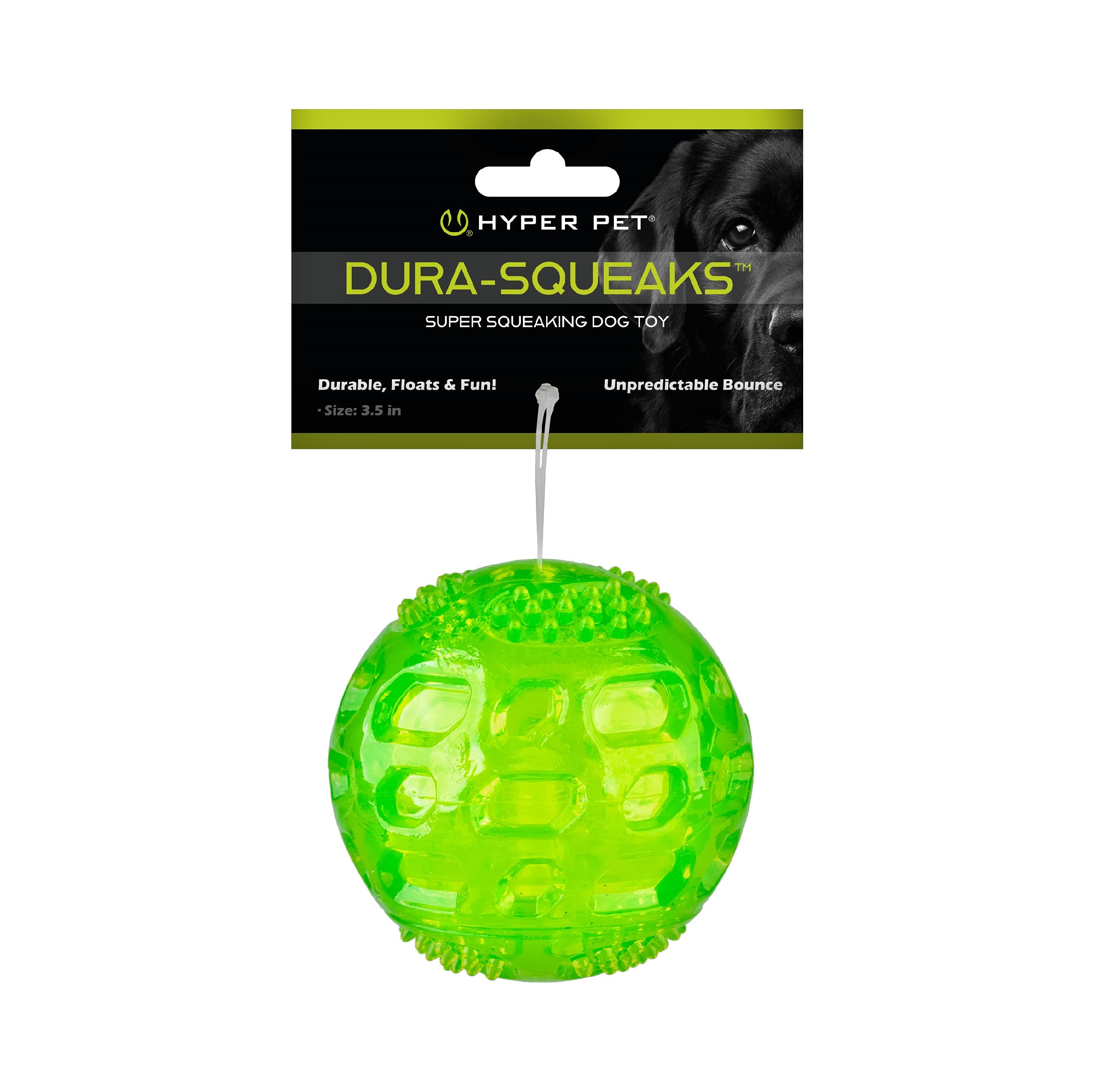 Hyper Pet Durasqueak Dog Ball Dog Toys (Interactive Dog Toys That Float & Squeak) Squeaky Dog Toys & Dog Balls For Playing, Fetching & Retrieving-Great Alternative To Traditional Dog Tennis Balls-3.5'