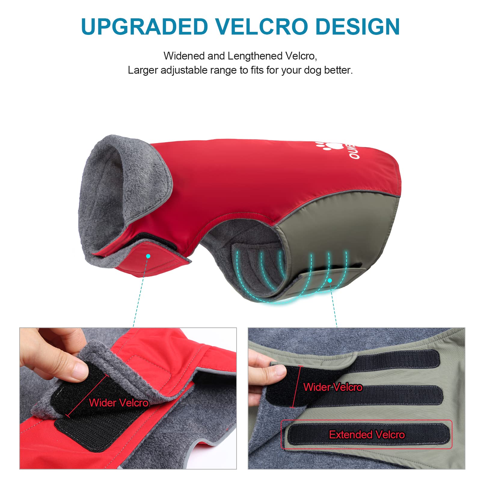IREENUO Dog Raincoat, 100% Waterproof Dog Warm Jacket for Fall Winter, Rainproof Coat with Adjustable hook and loop & Reflective