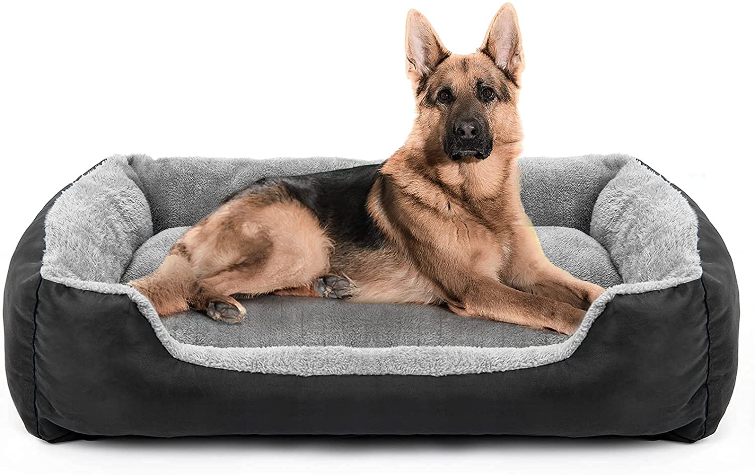 Royal Pets Cart Washable Dog Bed XXL Size  Soft Pet Bed for Dogs, Fiber Cushion, Black & Grey, (95L x 73W x 22H cm)