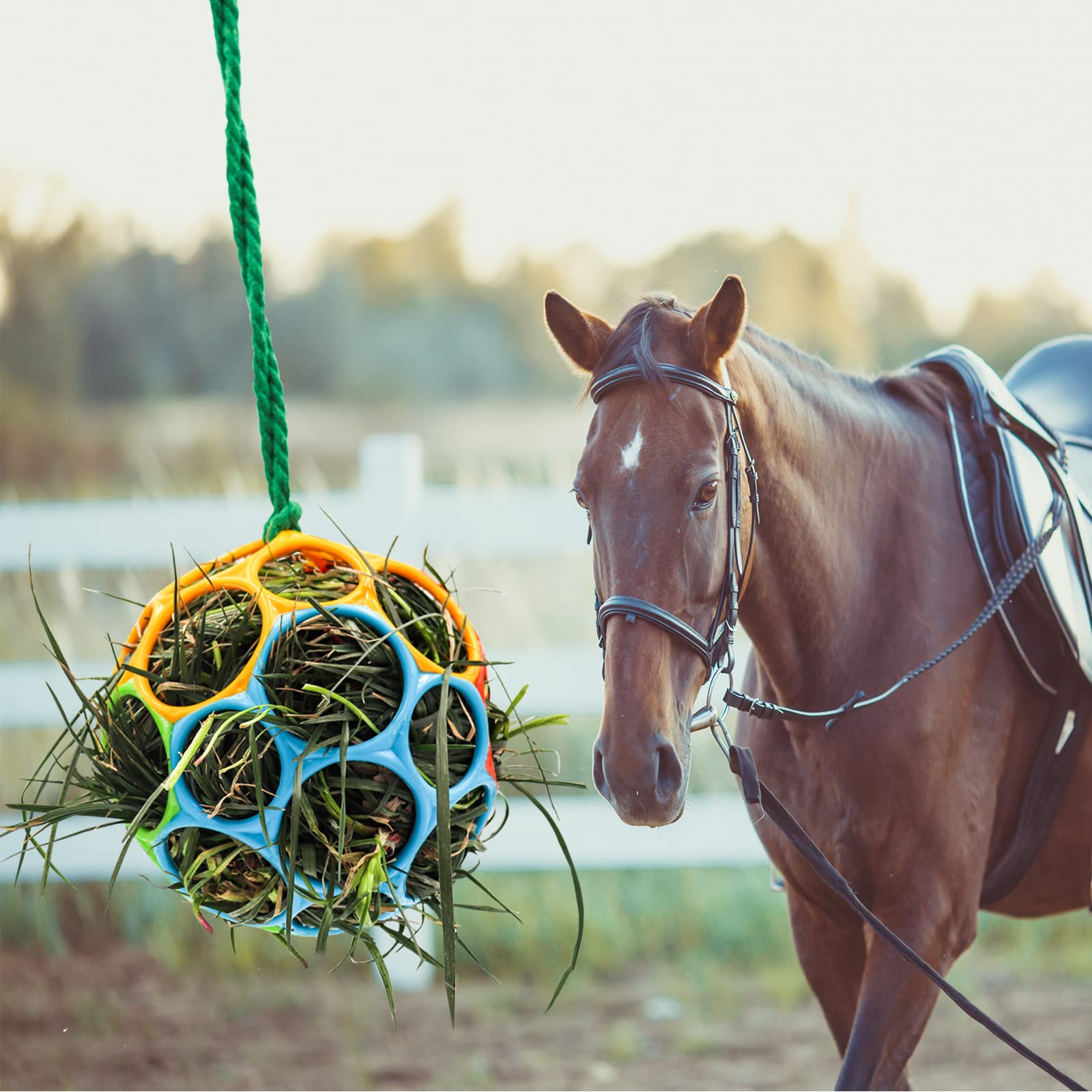 Besimple 2 Pack Horse Treat Ball Hay Feeder Toy, Goat Feeder Ball Hanging Feeding Toy For Horse Goat Sheep Relieve Stress (Color