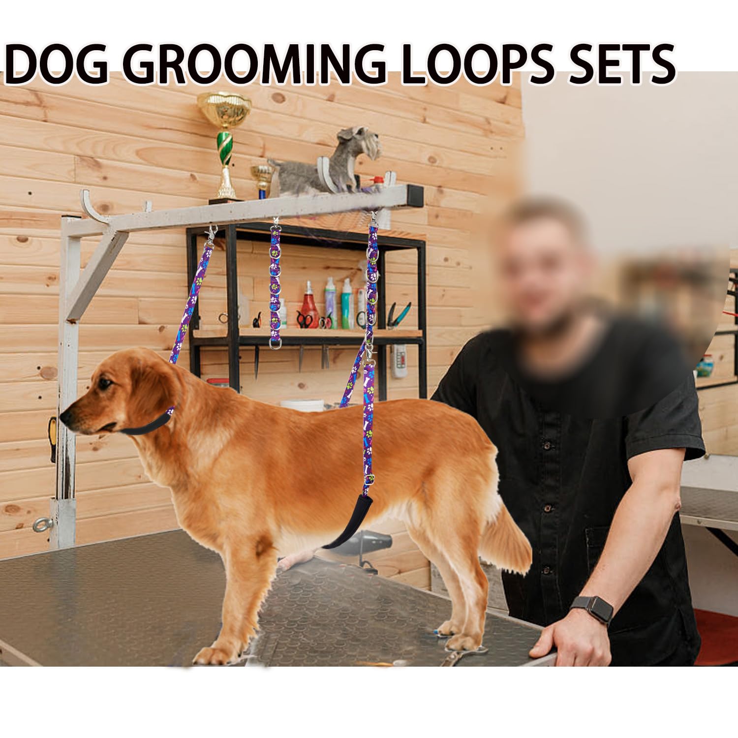 Fursdoly Dog Grooming Belly Straps Pet Dog Grooming Belly Band Pet Dog Grooming Loop Dog Grooming Table Arm Accessories Cute Paw