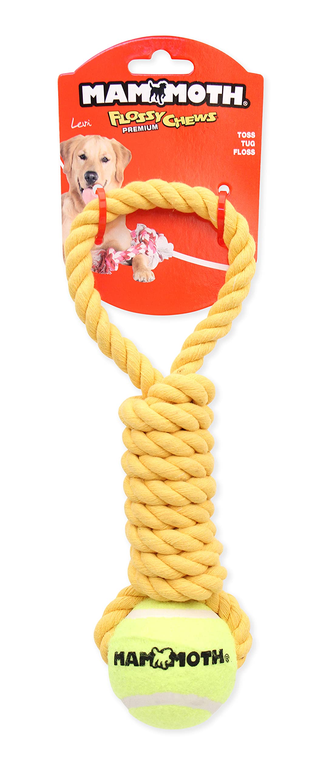 Mammoth Pet Products Flossy Chews Twister Toy With Tennis Ball, Medium 15''