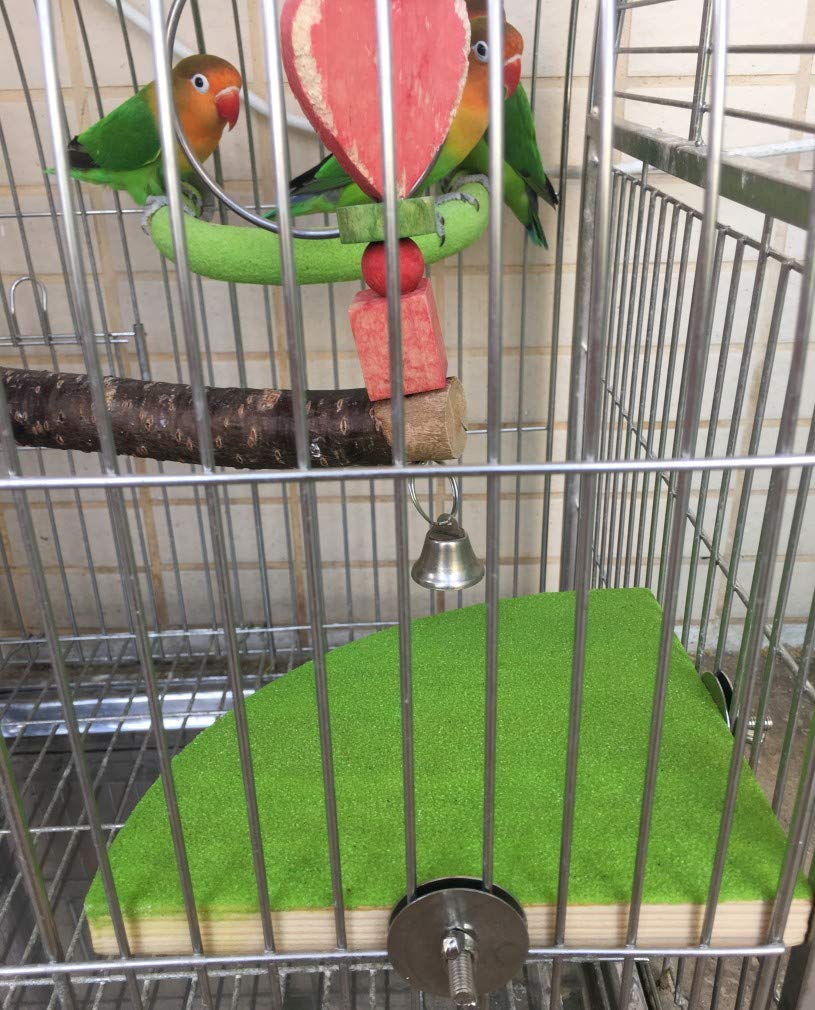 Bird Perch Stand Birdcage Platform For Small Medium Parrot Rat Small Animal (7Inch, Green)