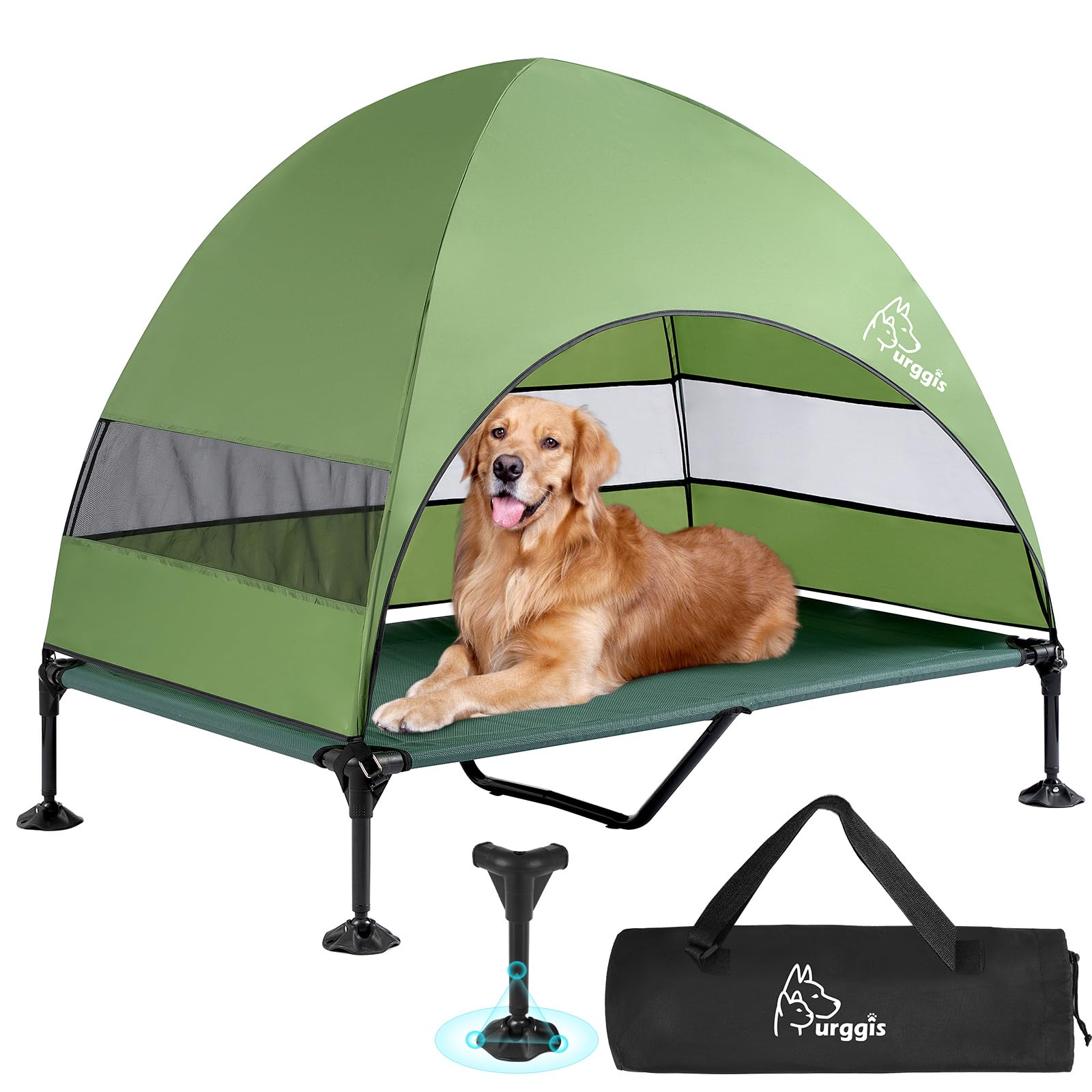 Upgraded Elevated Dog Bed with Canopy, Portable Raised Outdoor Dog Bed with Stable Anti-Slip Feet, Wider Shade Pet Bed Cot, Rais