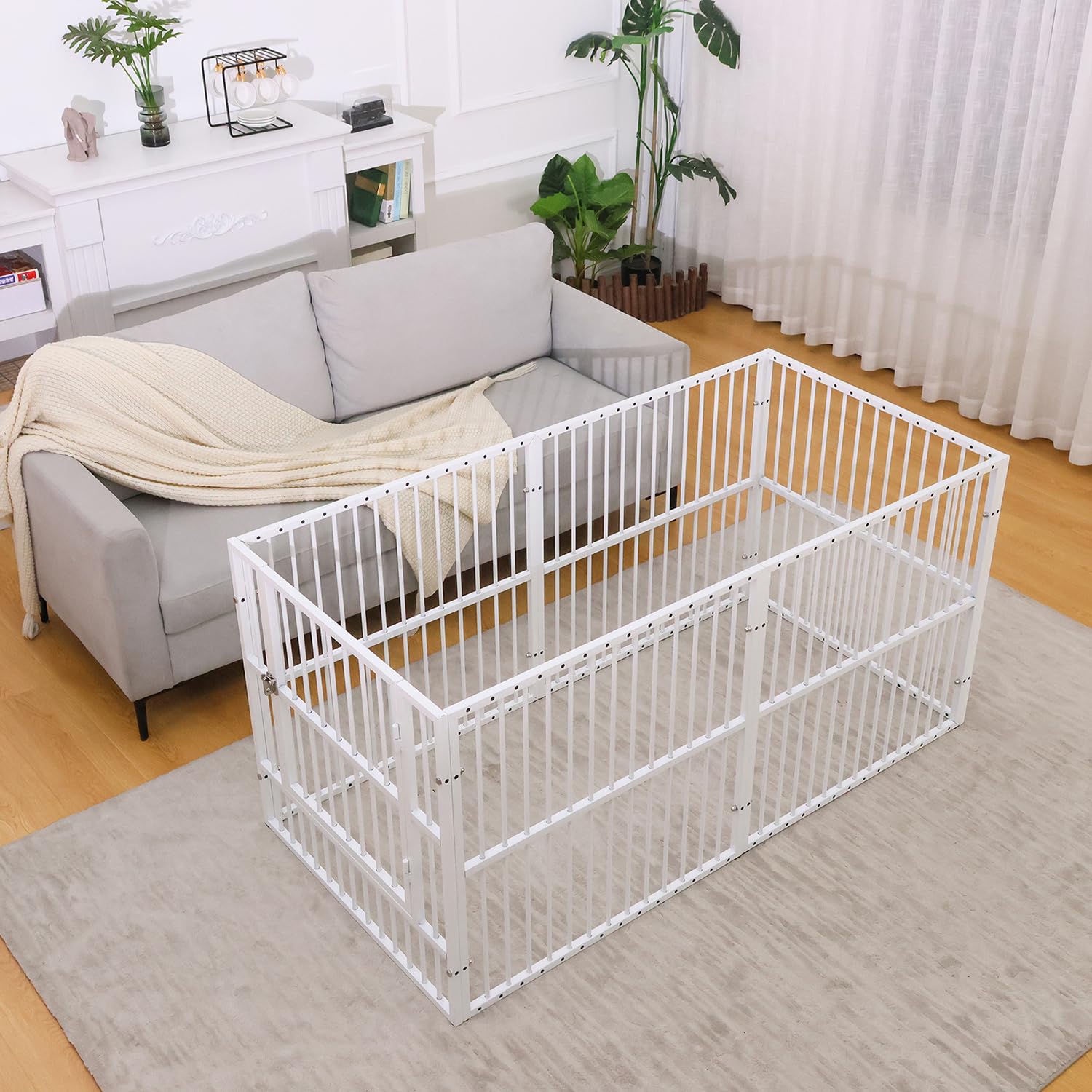 RYPetmia Dog Playpen - 32 Height Dog Pen, Heavy Duty Puppy Pen with Door, Safe & Sturdy, Easy Assemble for Indoor/Outdoor Pet Pl
