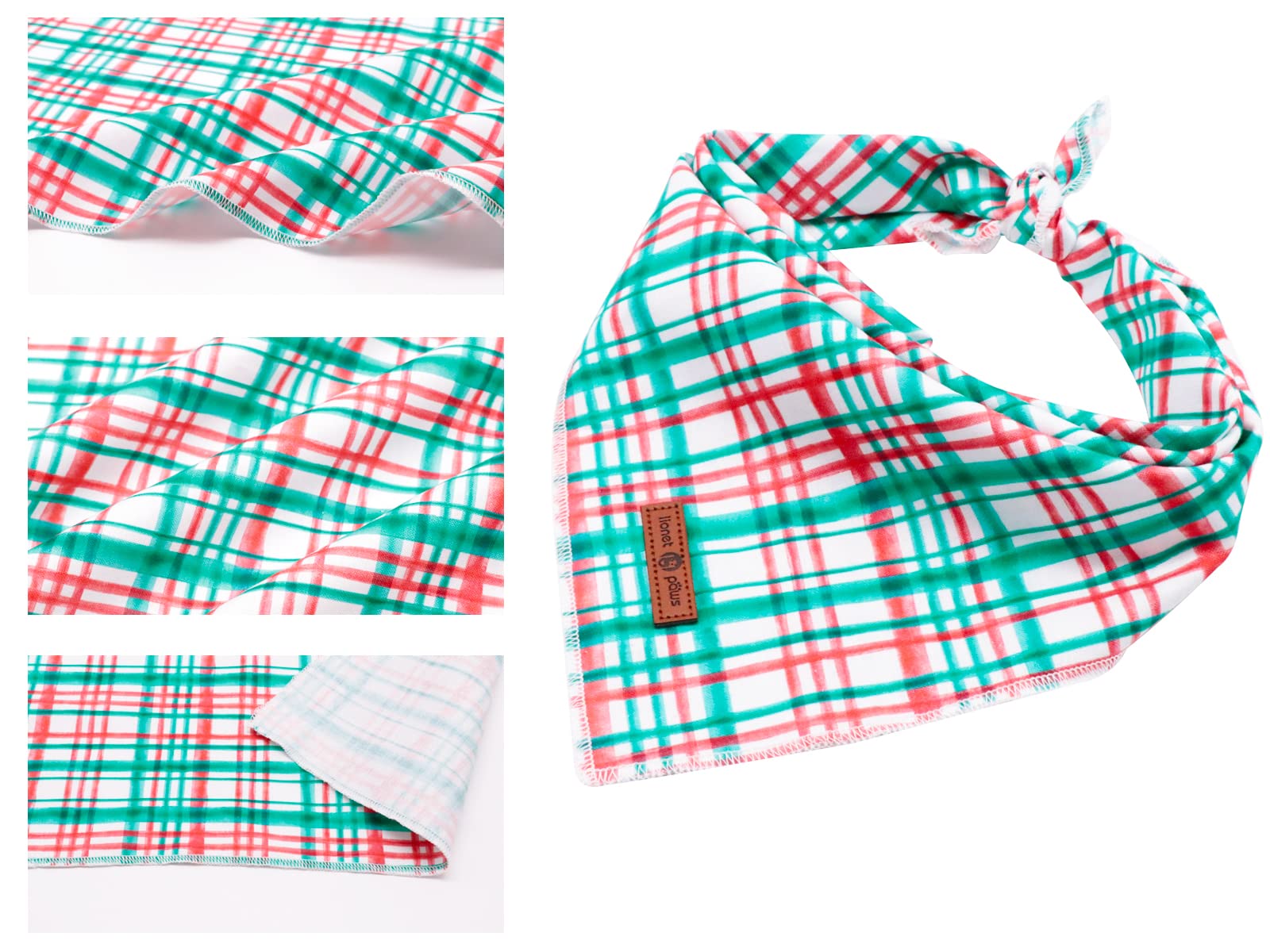Lionet Paws Christmas Dog Bandana Washable Cotton Handkerchief Scarf Triangle Red Green Bandana For Small Medium Large Dogs Girl Boy Gift