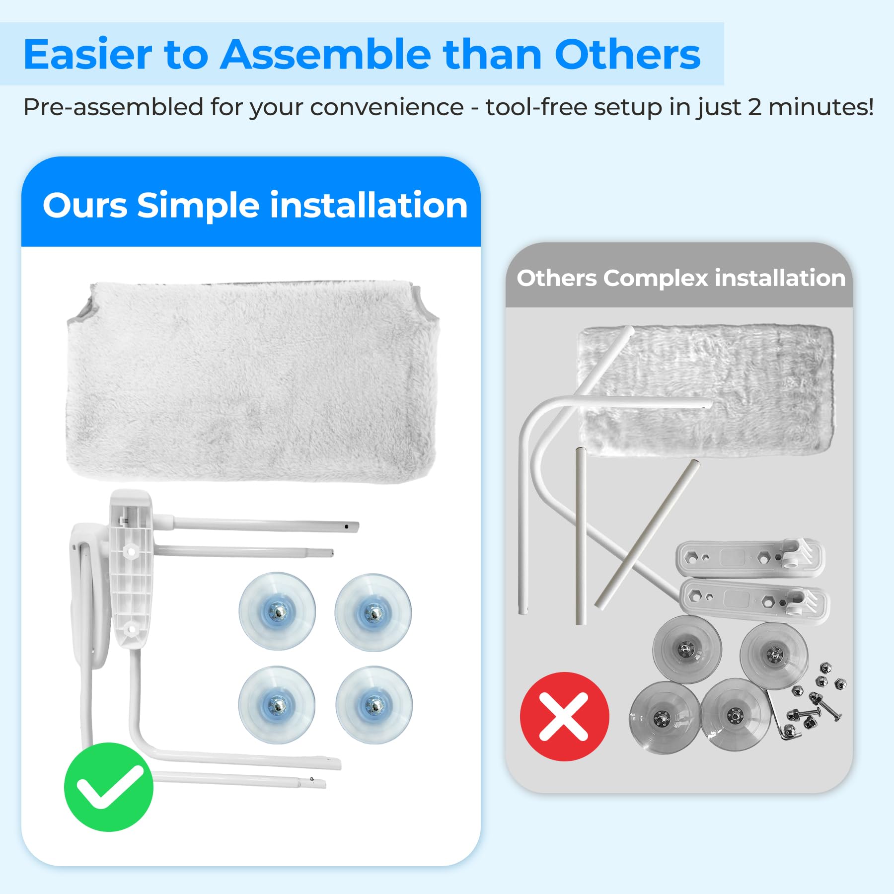 L&W Bros. 2-Pack Cat Window Perch For Indoor Use, Foldable Hammock With 4 Upgraded Suction Cups, Easy Assembly, Supports Large &