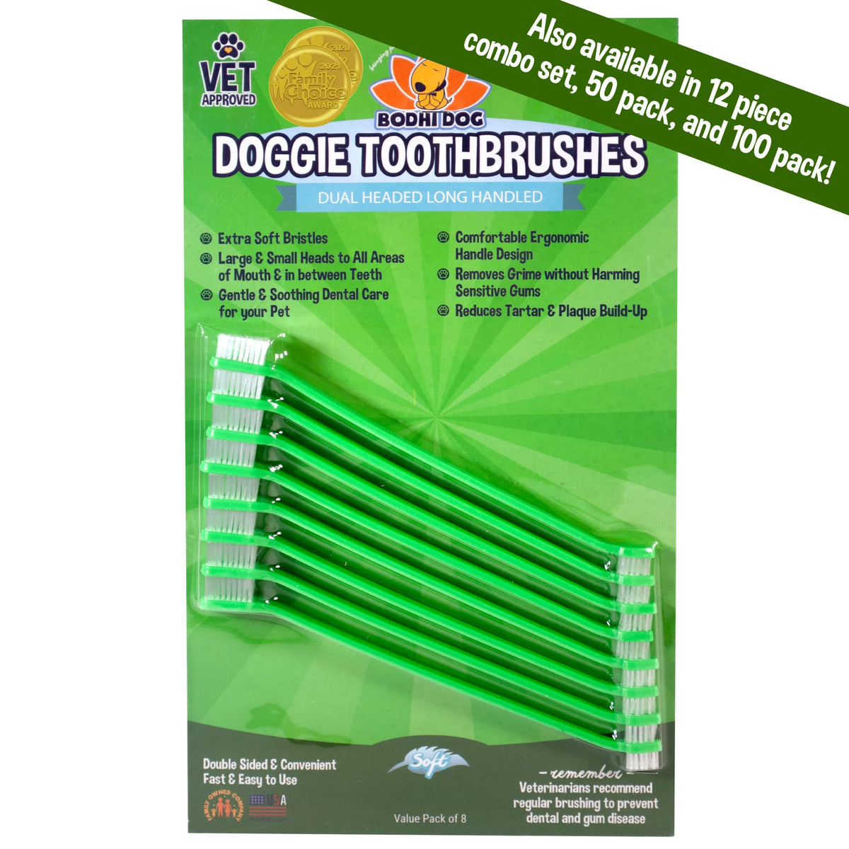 Bodhi Dog Dual-Headed Long Dog Toothbrush  Cat & Dog Toothbrush With Soft Bristles For Pet Dental Care  Easy Teeth Cleaning Pet 