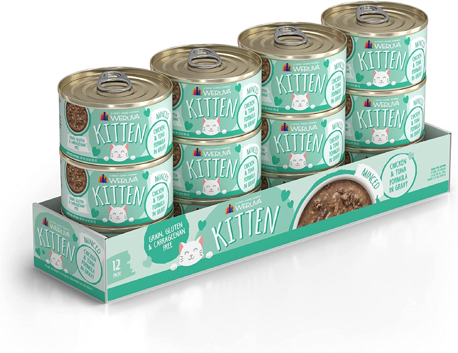 Weruva Kitten, Chicken & Tuna Formula in Gravy, 3oz Can (Pack of 12)