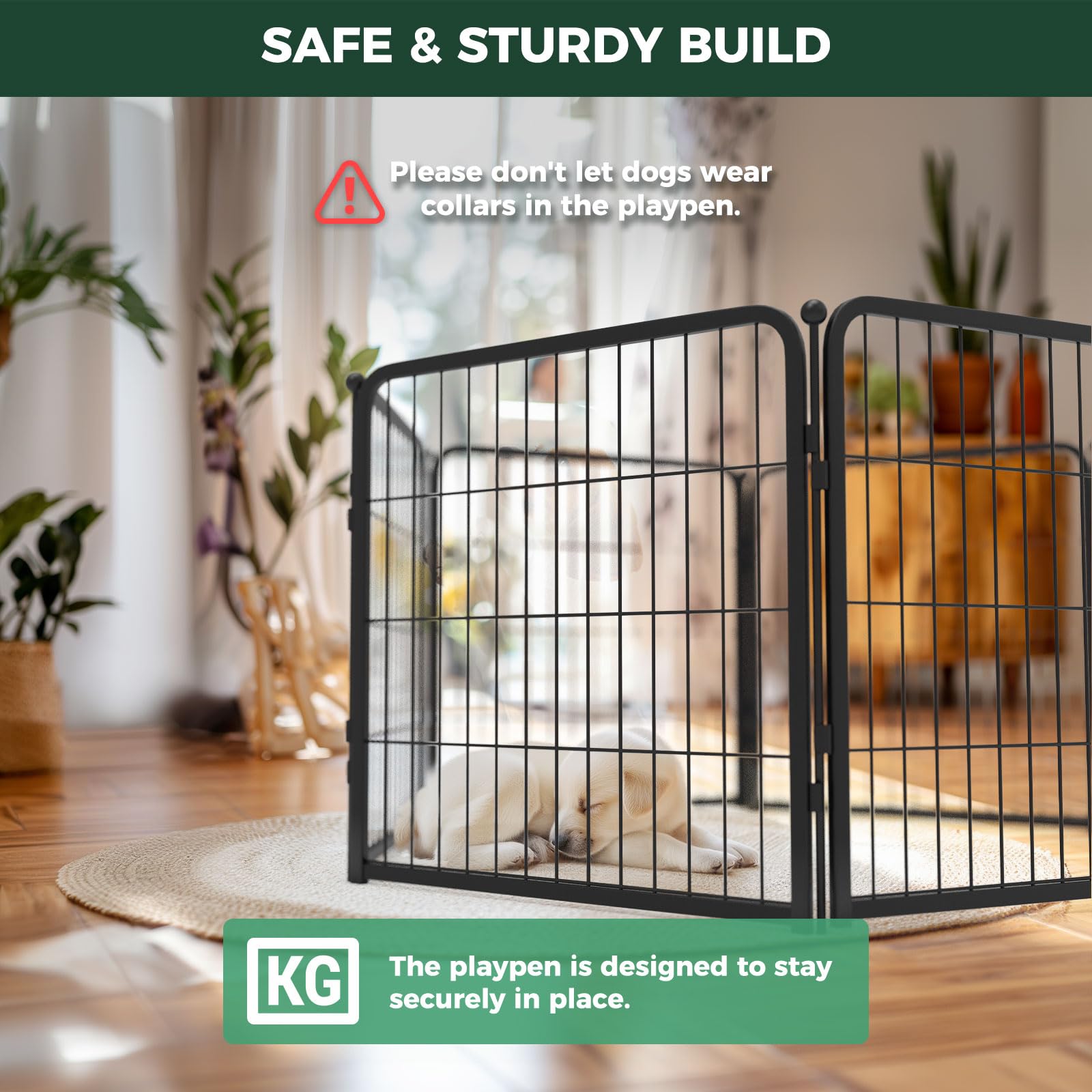 Fxw Homeplus Indoor Dog Playpen - Stress-Free And Safe Play, 24 Inch 6 Panels For Puppy And Small Dogs, Black│Patented