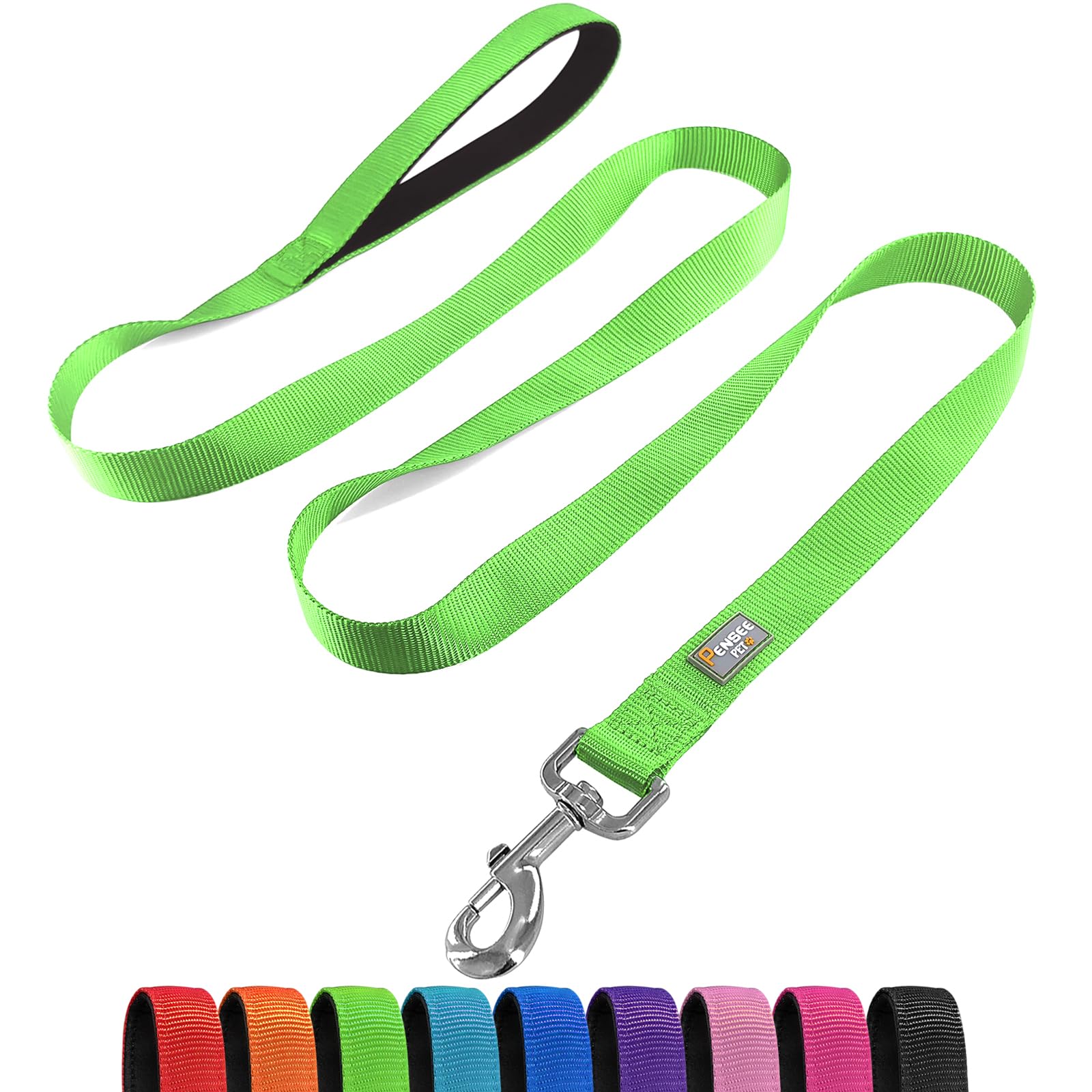 Penseepet Basic Dog Leashes 6 Ft Padded Handle Nylon Dogs Leashes For Large Dogs Green