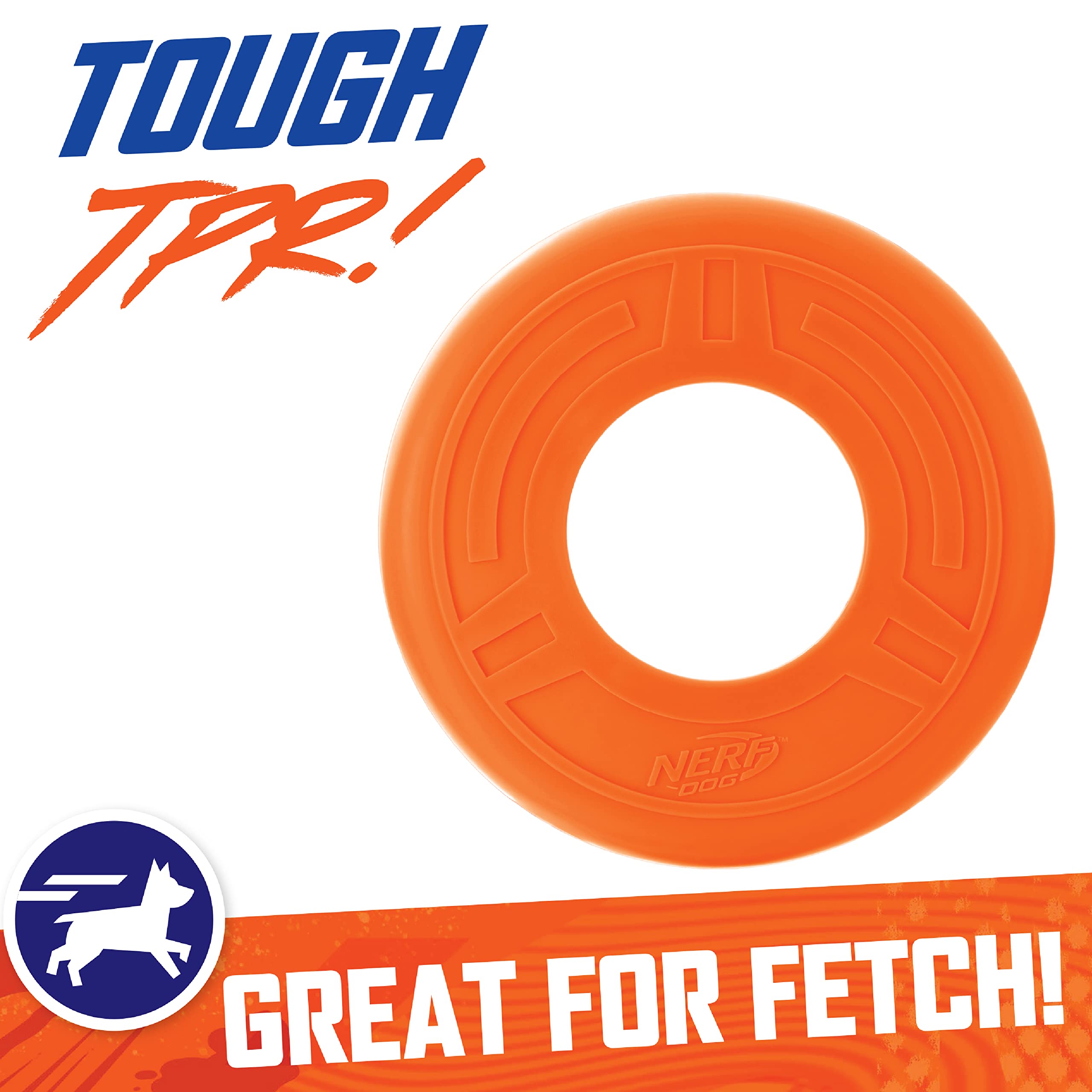 Nerf Dog 10in Atomic Flyer - Orange, One-Size-for-Most - Durable Dog Toy for Fetch and Play
