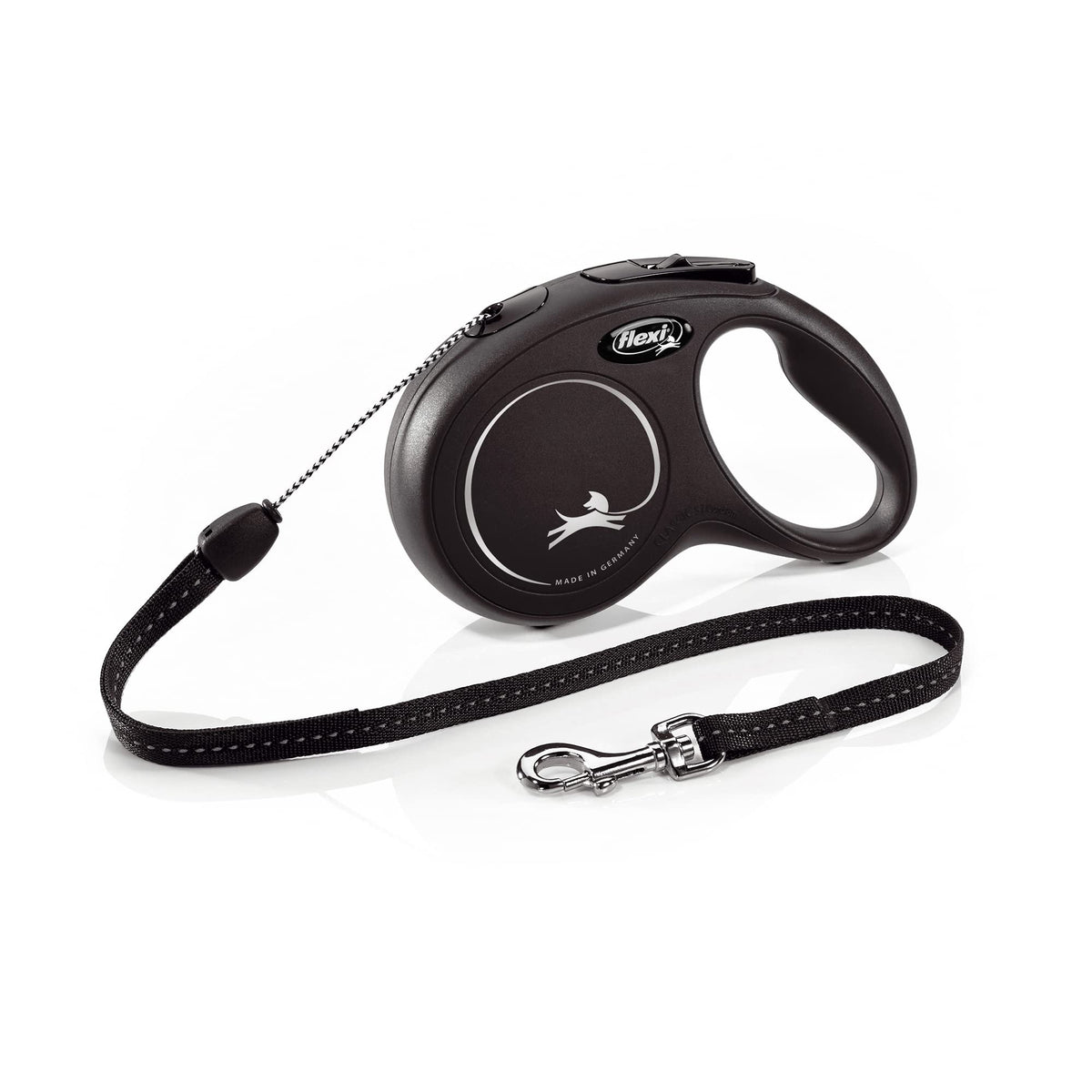 Flexi New Classic Cord Black Retractable Dog Lead Small 12Kg - 8M