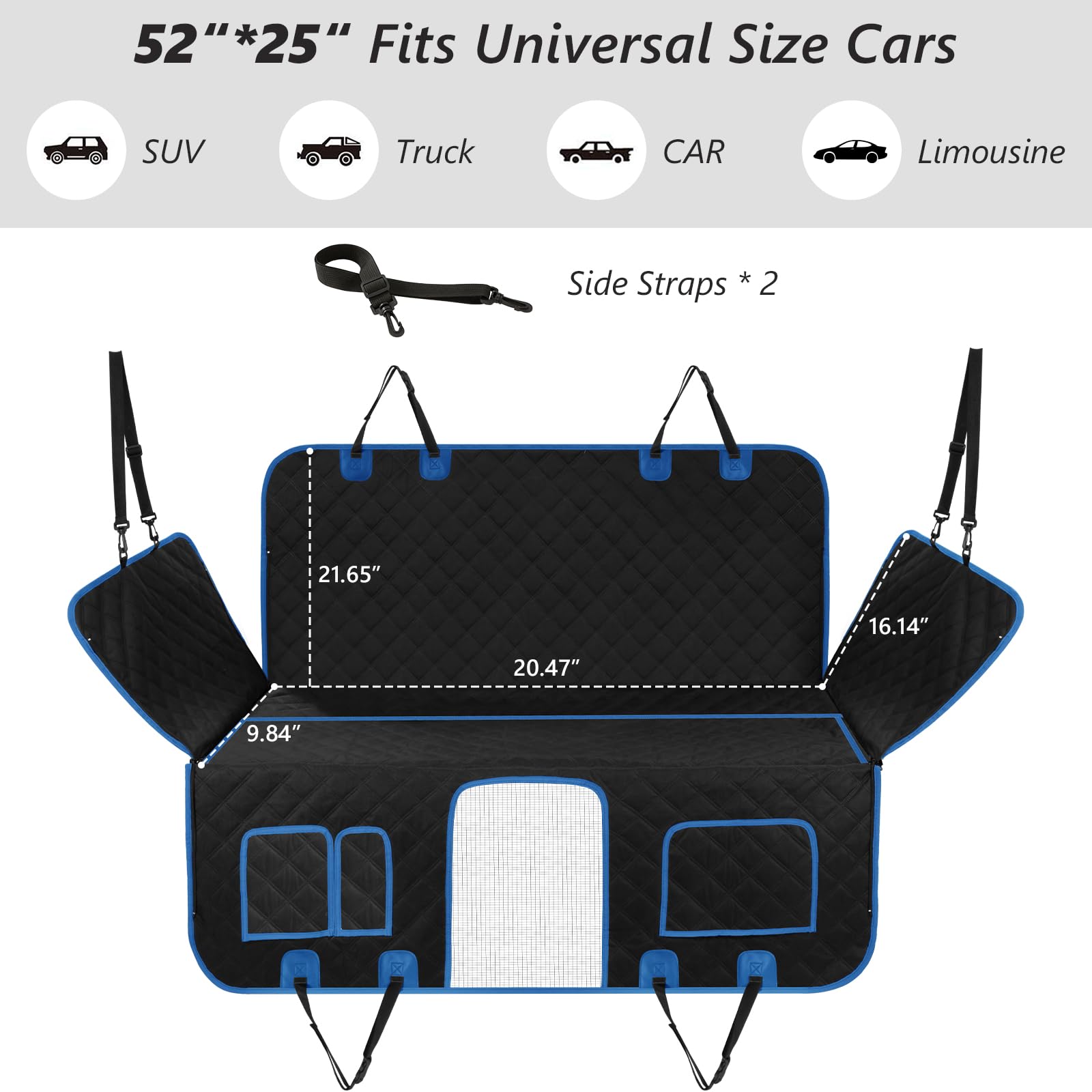 Svopes Back Seat Extender - Waterproof Dog Car Seat Cover With Hard Bottom - Anti-Scratch Dog Hammock For Cars With Mesh Window,