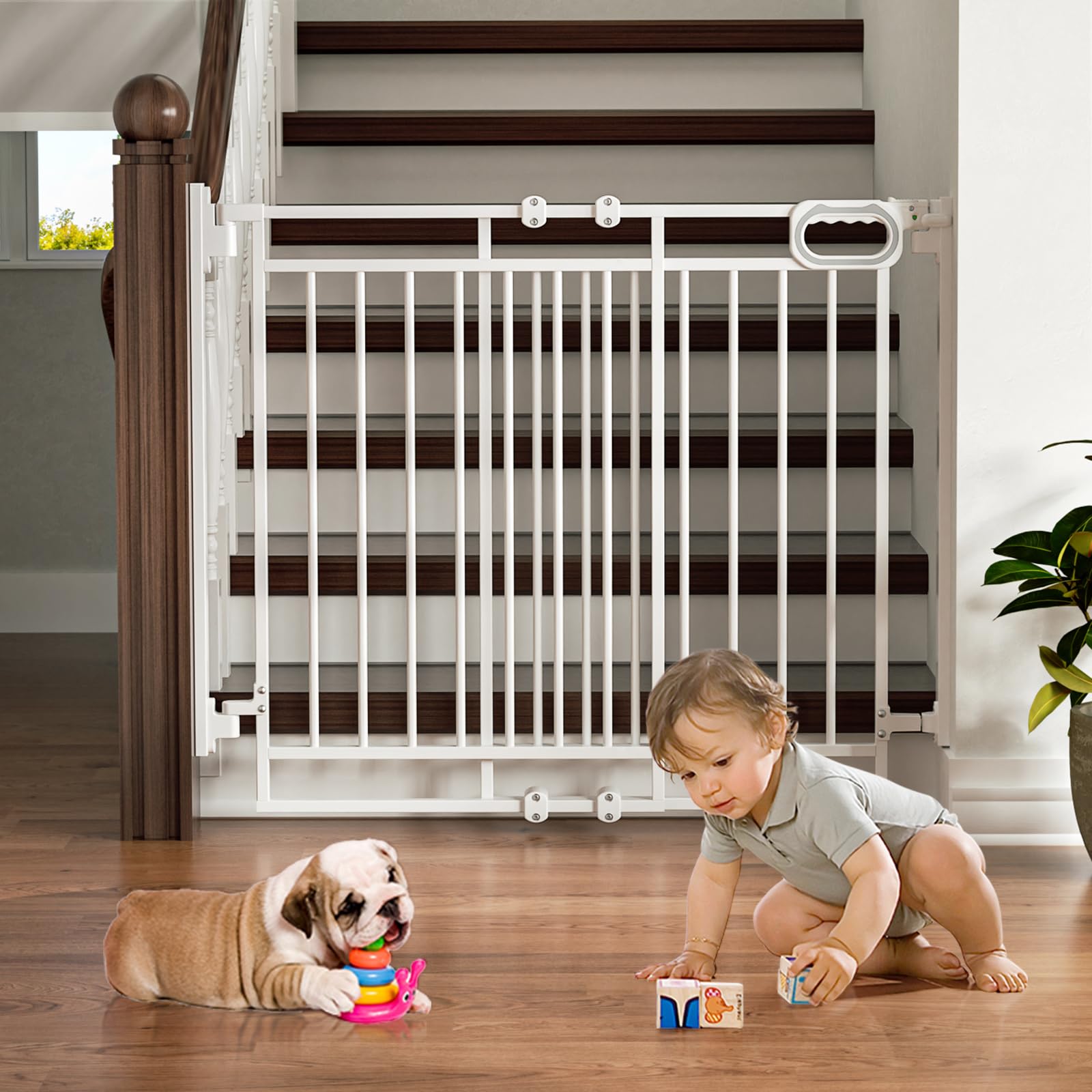 Mom's Choice GROWNSY Baby Gate No Bottom Bar, Adjustable Width 26    to 36    for Child and Pet, Dog Gate with Auto-Close & One-