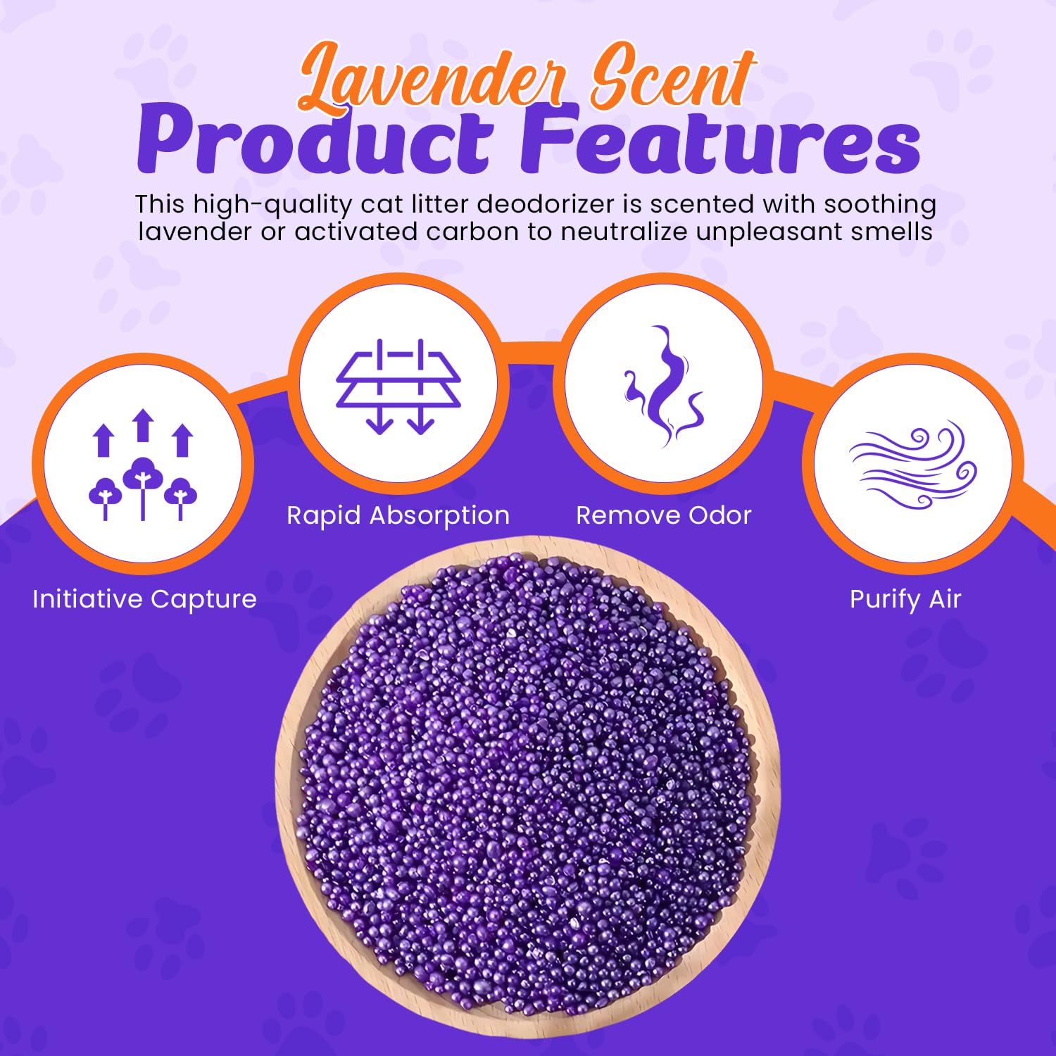 Cat Litter Deodorizer Lavender Scent - Natural Cat Odor Eliminator With Activated Carbon Freshener For Litter Boxes - Soothing L