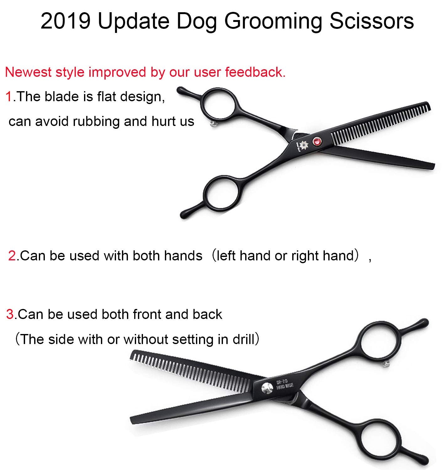Dream Reach 7.0 Inch Professional Pet Cat Dog Grooming Shears Scissor, Straight, Curved, Thinning/Blending/Chunking Scissors Kit (Thinning Shear)