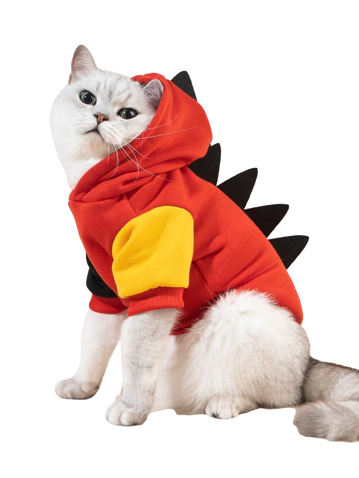 Qwinee Dinosaur Dog Hoodie Dog Warm Jacket Christmas Halloween Dog Costume Dog Clothes For Puppy Kitten Small Medium Dogs Cats Red A Xs