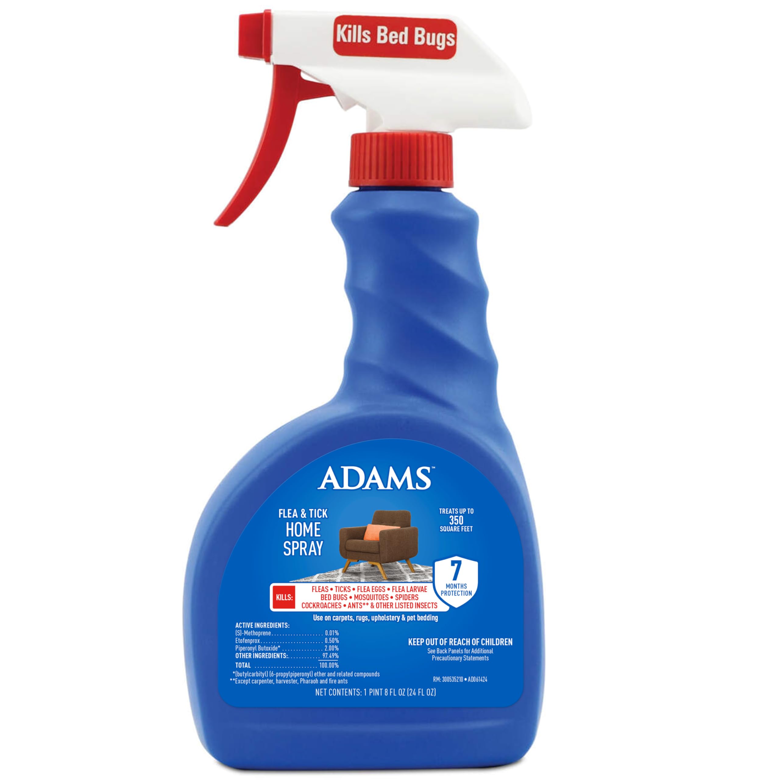 Adams Flea & Tick Home Spray with Precor, Kills Fleas, Flea Eggs, Flea Larvae, Bed Bugs, Ticks, Ants, Cockroaches, Spiders, Mosq