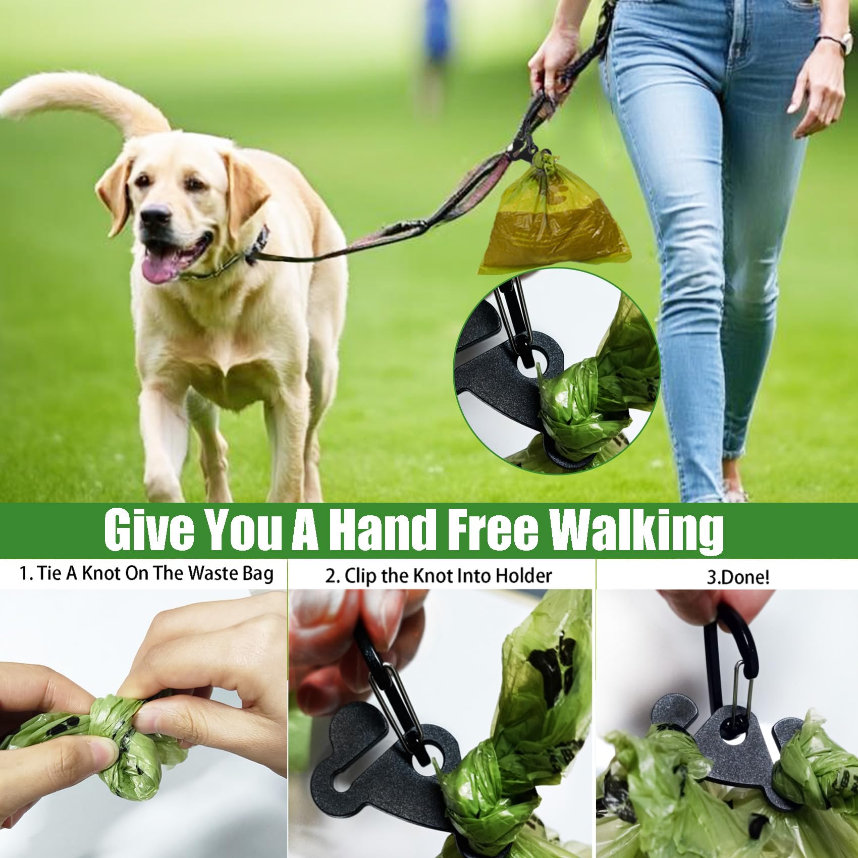 Dog Poop Bag Waste Bag Dispenser Dog Poop Bag Dispenser For Leash Accessory Dog Poop Bag Holders Fits Dog Leash With Hand Free H