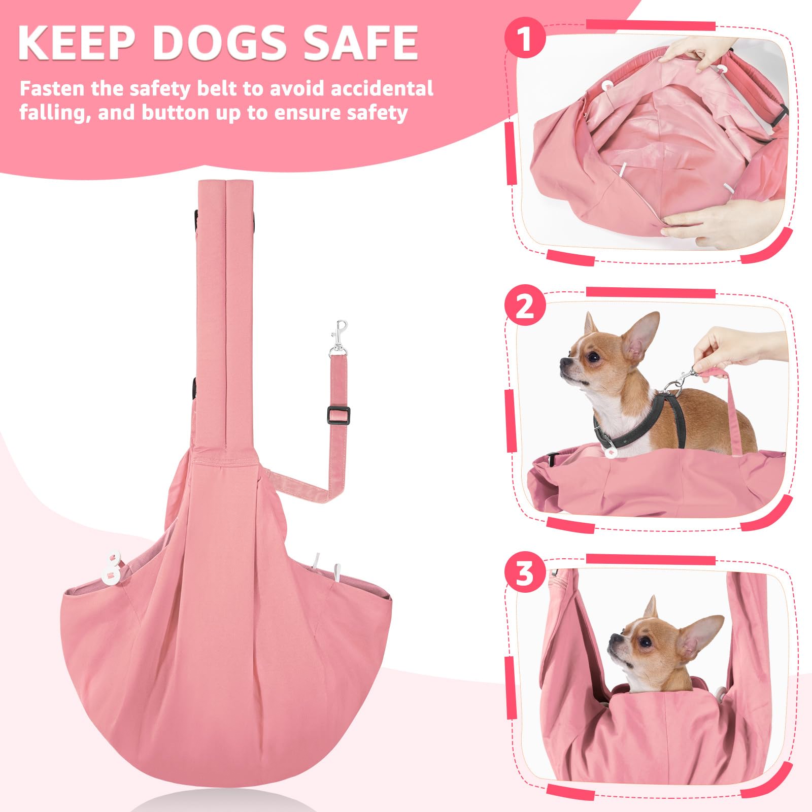 Slowton Dog Carrier Sling - Thick Padded Shoulder Strap Adjustable Dog Carriers For Small Dogs, Puppy Carrier Purse For Pet Cat