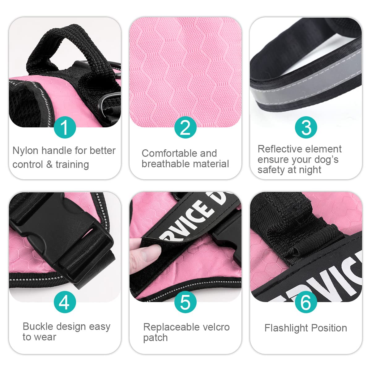Mumupet Service Dog Harness, No Pull Easy On And Off Pet Vest Harness, 3M Reflective Breathable & Easy Adjust Pet Halters With N