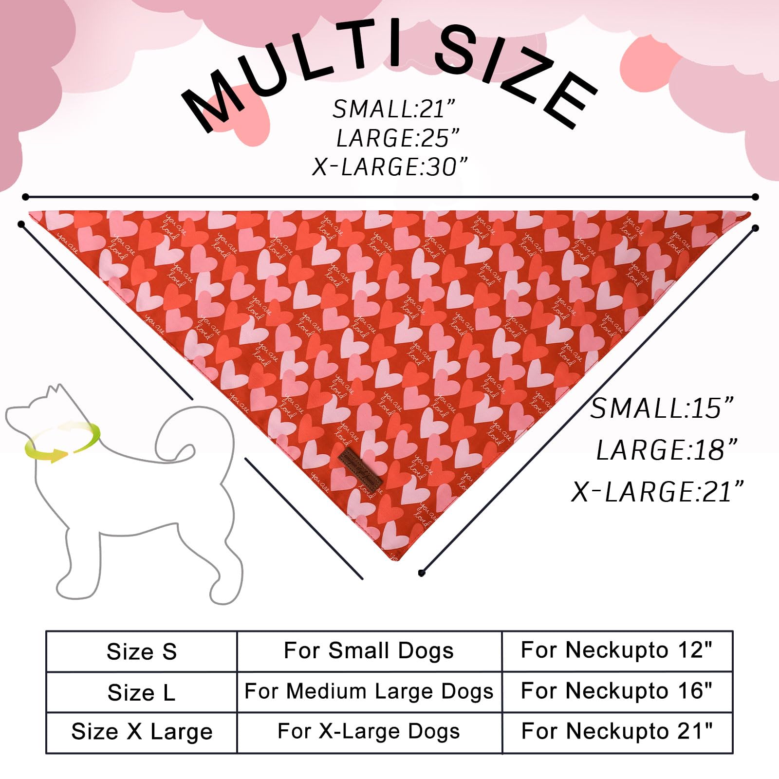 Unique Style Paws Dog Valentine'S Day Bandanas 2Pcs Washable Cotton Triangle Painting Love Heart Dog Scarfs For Small Medium Lar