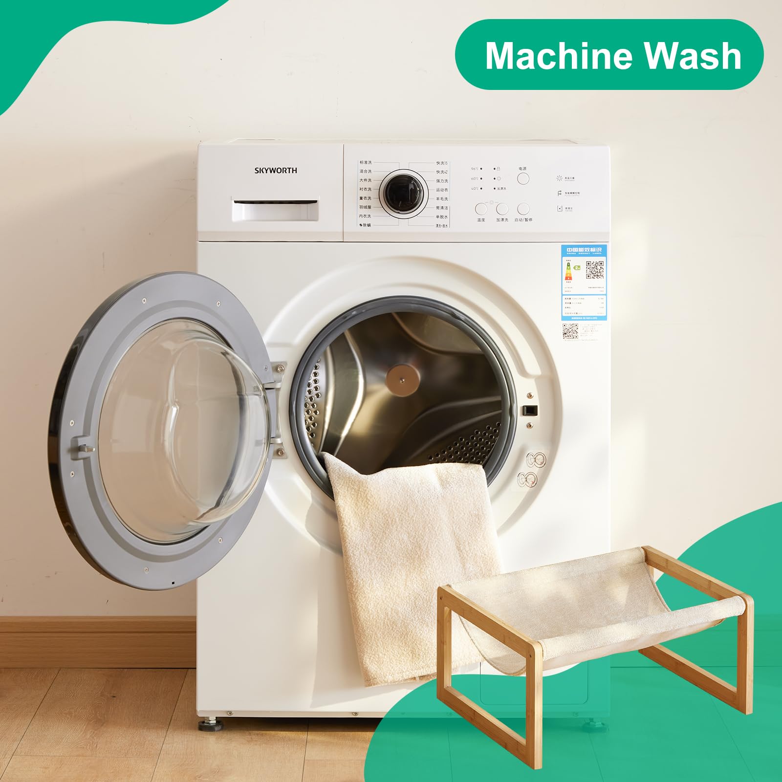 Kiplant Large Cat Hammock Bed, Bamboo Wood Elevated Pet Hammock For Outdoor, 21 X 16.5 Inch Suitable For Kitty, Puppy, Rabbit, B