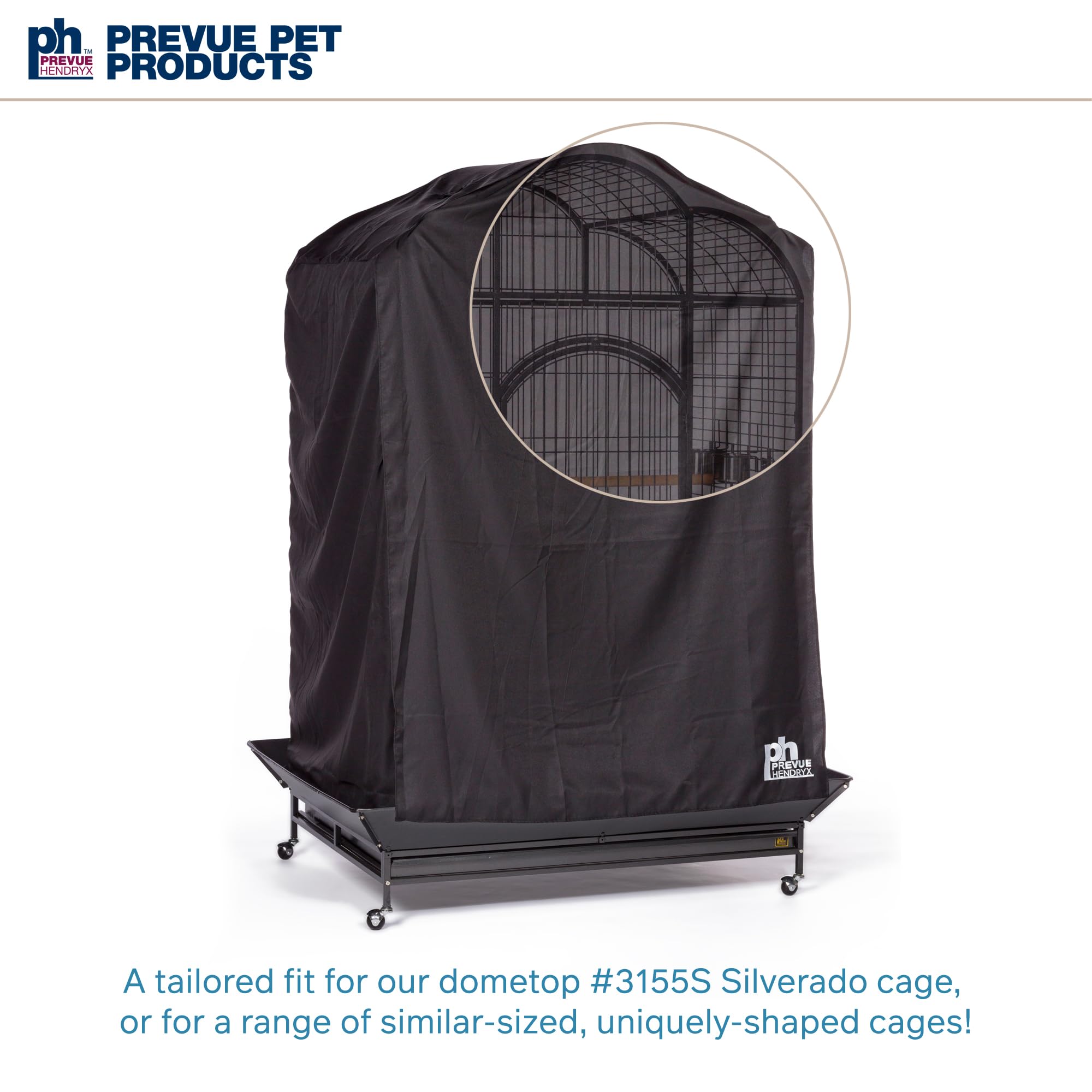 PH Prevue Hendryx Extra Large Black Bird Cage Cover - 50L x 40W x 69H, Model 12506, Durable Protection for Birds