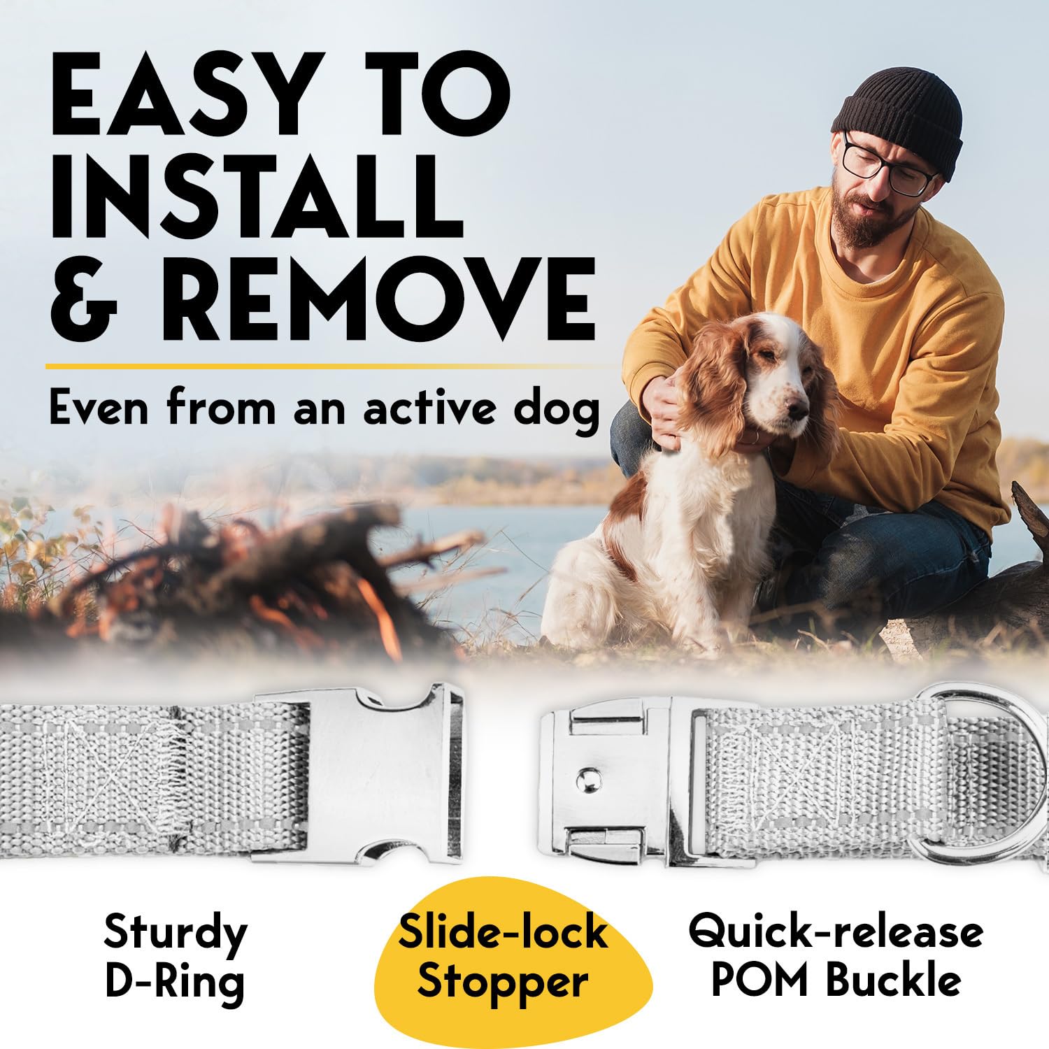 Petjett Dog Collar For Medium Dogs - Prong Collar For Dogs, Adjustable Training Collar Choke Collar Quick Release Pinch Collar F