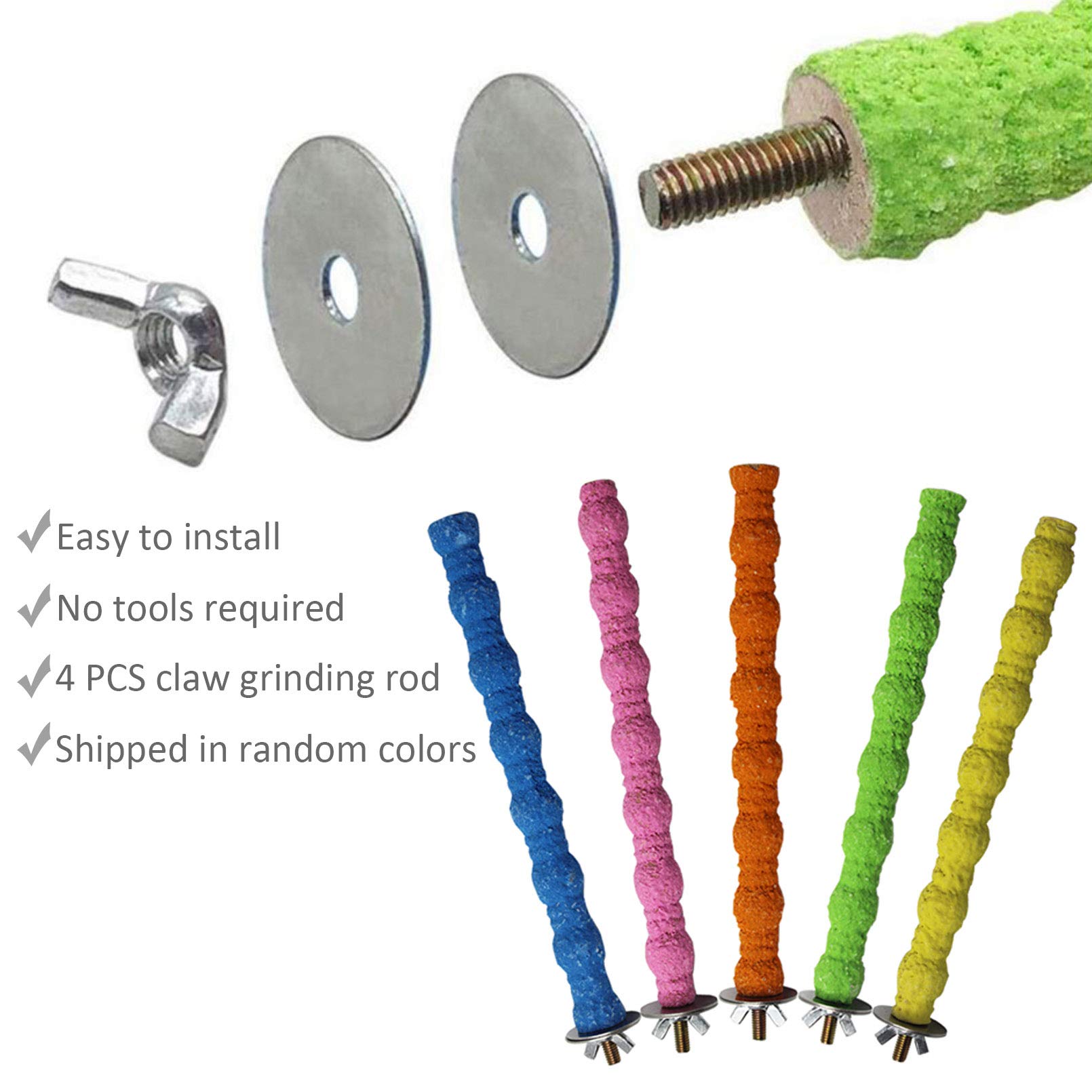 Hamiledyi Bird Perch Stand, 12Pcs Wood Parrot Perch Stand Platform, Paw Grinding Rough-Surfaced Parakeet Cage Accessories Exercise Toy For Budgies Conure Cockatiel Hamster (Random Color)