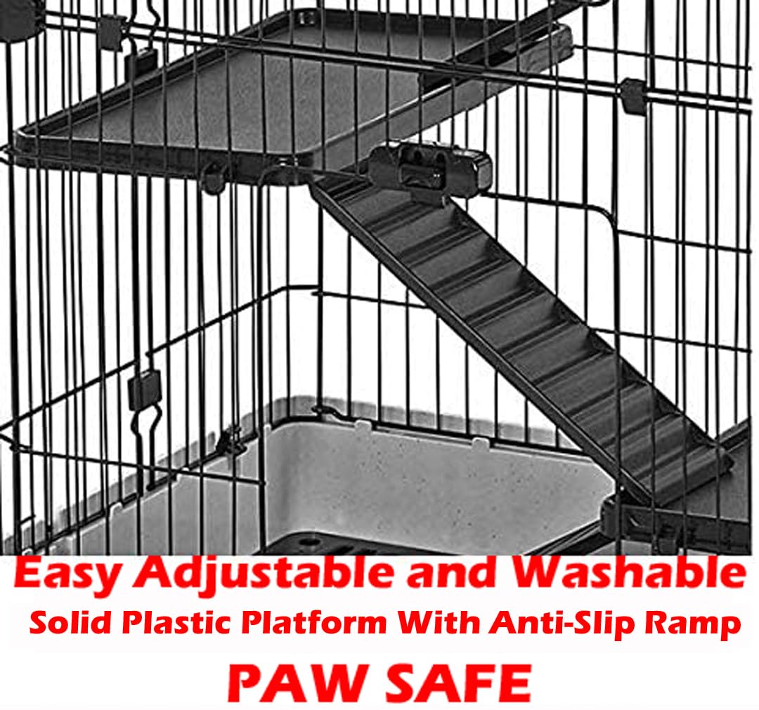 X-Large Deluxe 4-Level In/Outdoor Rabbit Hutch Cage For Ferret Squirrel Chinchilla Solid Platform Ramp Mesh Floor Easy Clean 2-I
