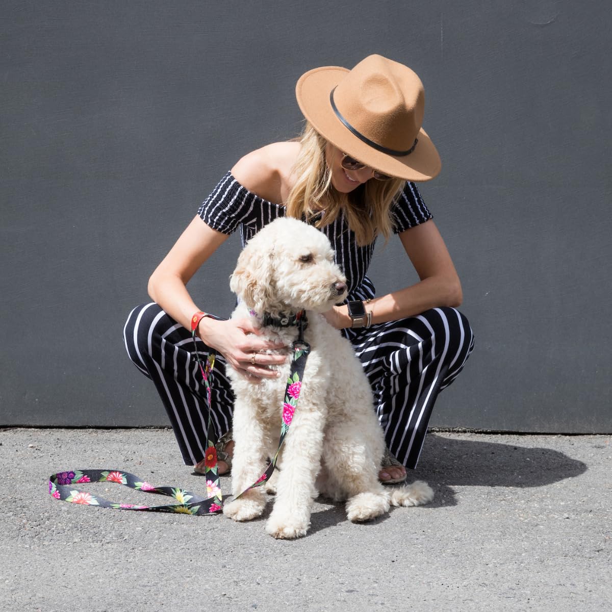 Wolfgang Heavy Duty Martingale Dog Collar With Quick Release Nylon Buckle For Walking & Training, Darkfloral Print, Large