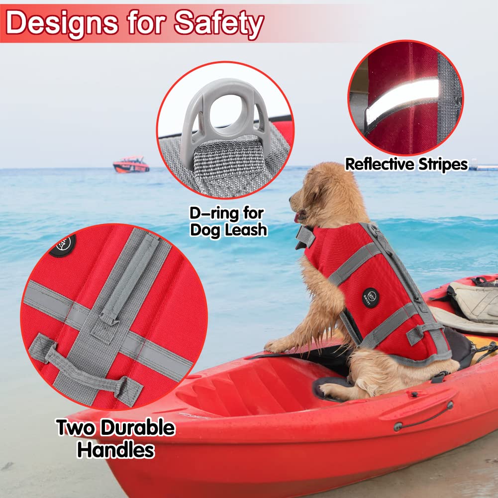 Emust Pet Life Jackets, Dog Life Vests For Swimming, Beach Boating With High Buoyancy, Dog Flotation Vest For Small/Medium/Large