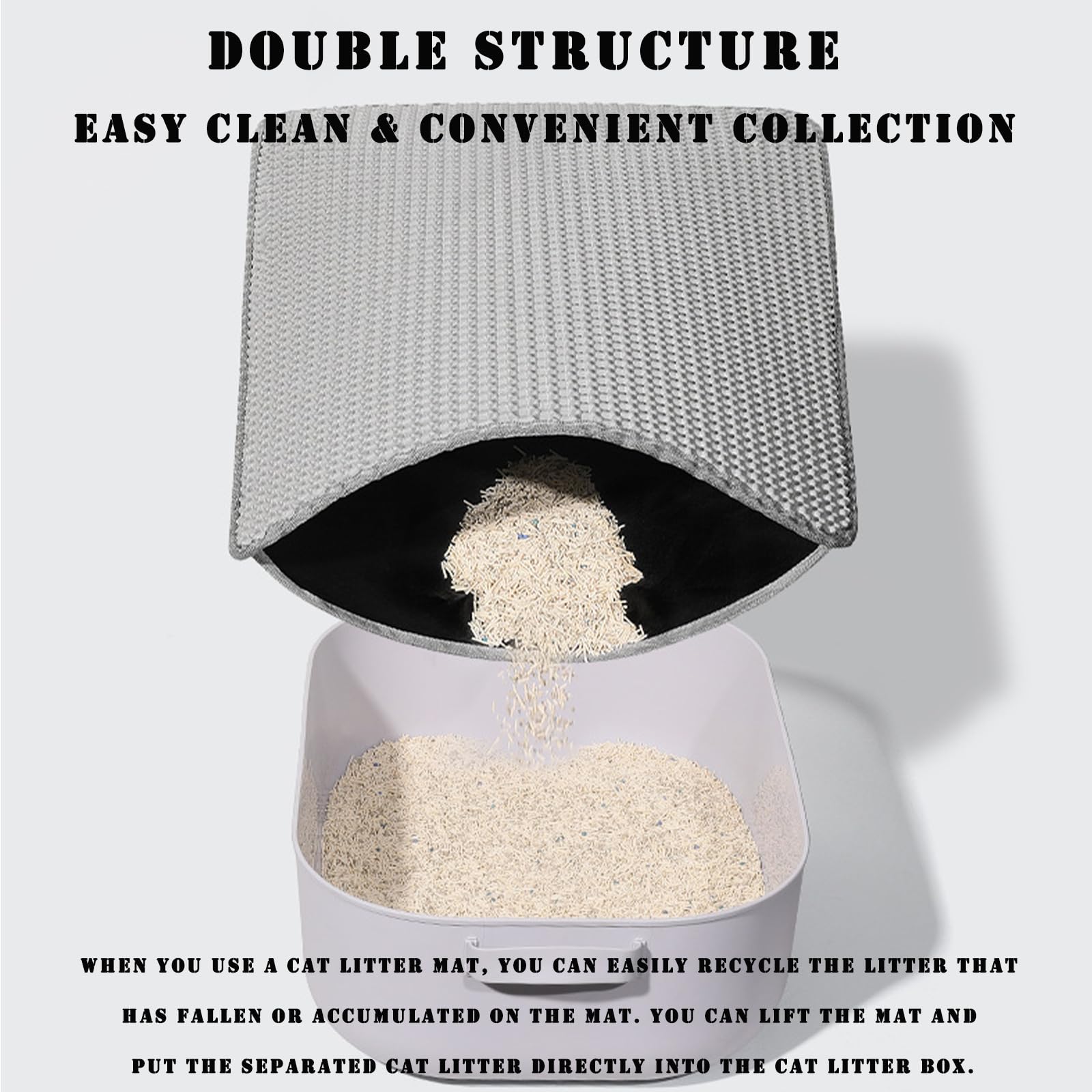 Hcy&Wld Cat Litter Mat, 45X26 Inch Extra Large&Long Double Layer Cat Litter Box Mat, Eva Non-Slip, Waterproof Urine Proof Litter