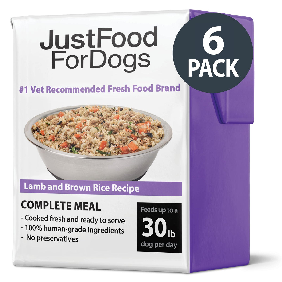 Justfoodfordogs Pantry Fresh Dog Food, Human Grade Lamb & Brown Rice (6 Pack)