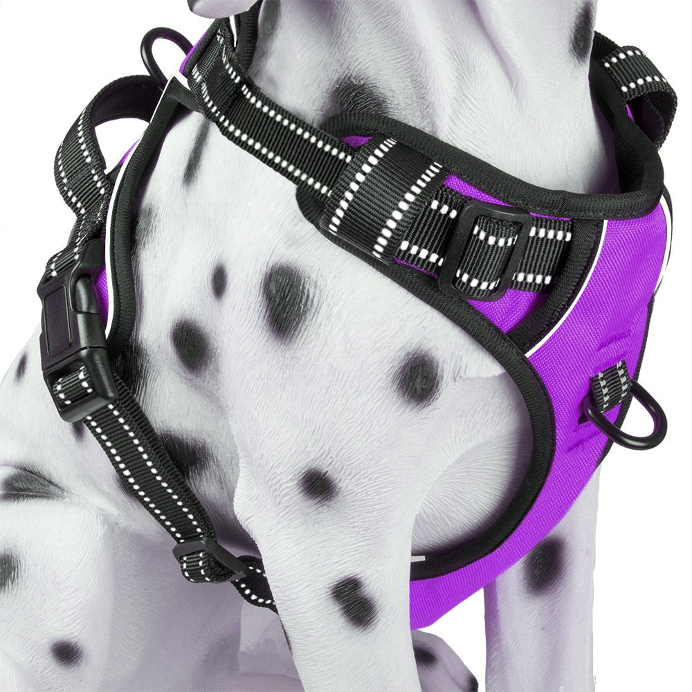 Poypet No Pull Dog Harness, Reflective Comfortable Vest Harness With Front & Back 2 Leash Attachments And Easy Control Handle Ad