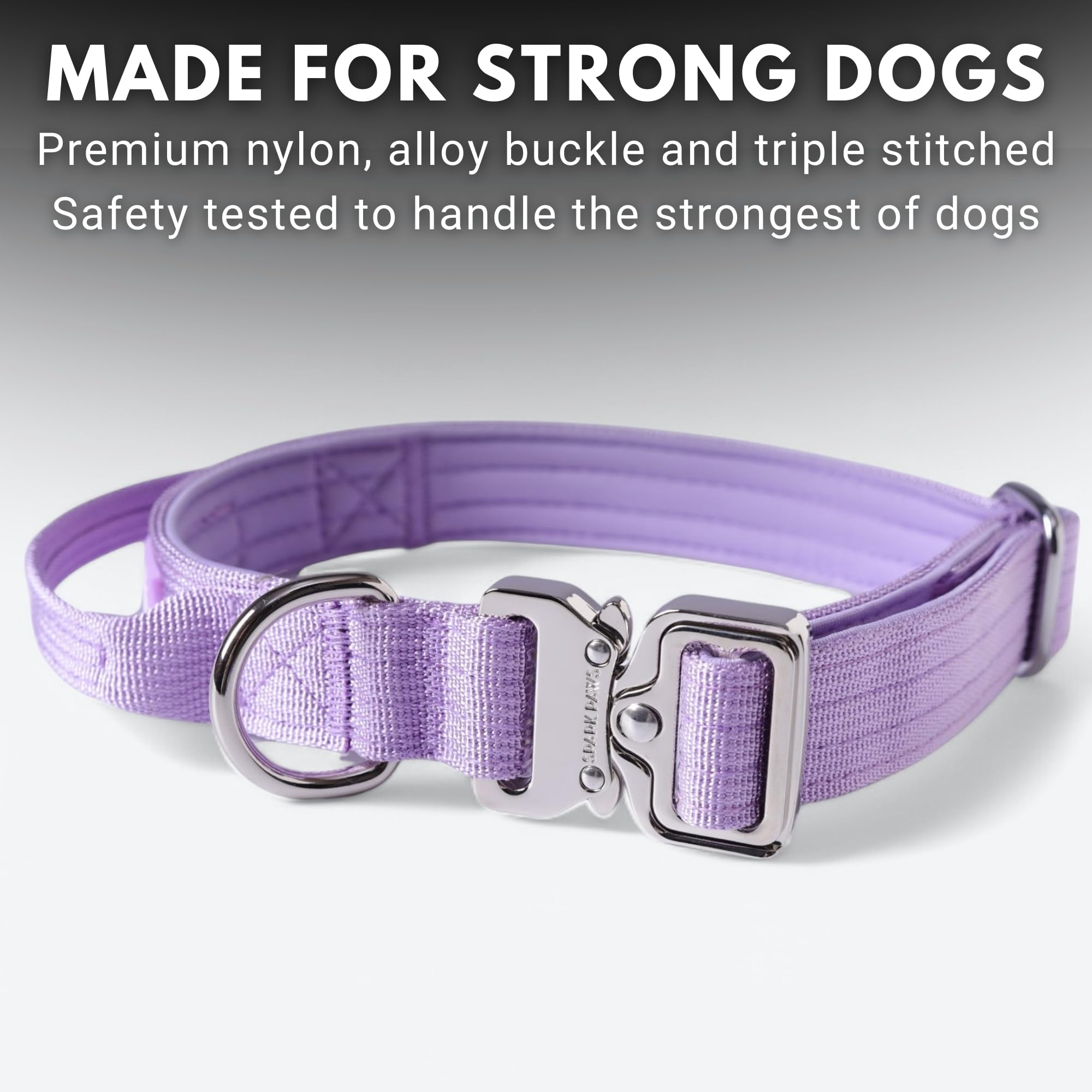 Spark Paws Tactical Dog Collar - Heavy Duty, Premium Quality, Thick And Durable For Large And Medium Dogs - Purple - Xs - 1''