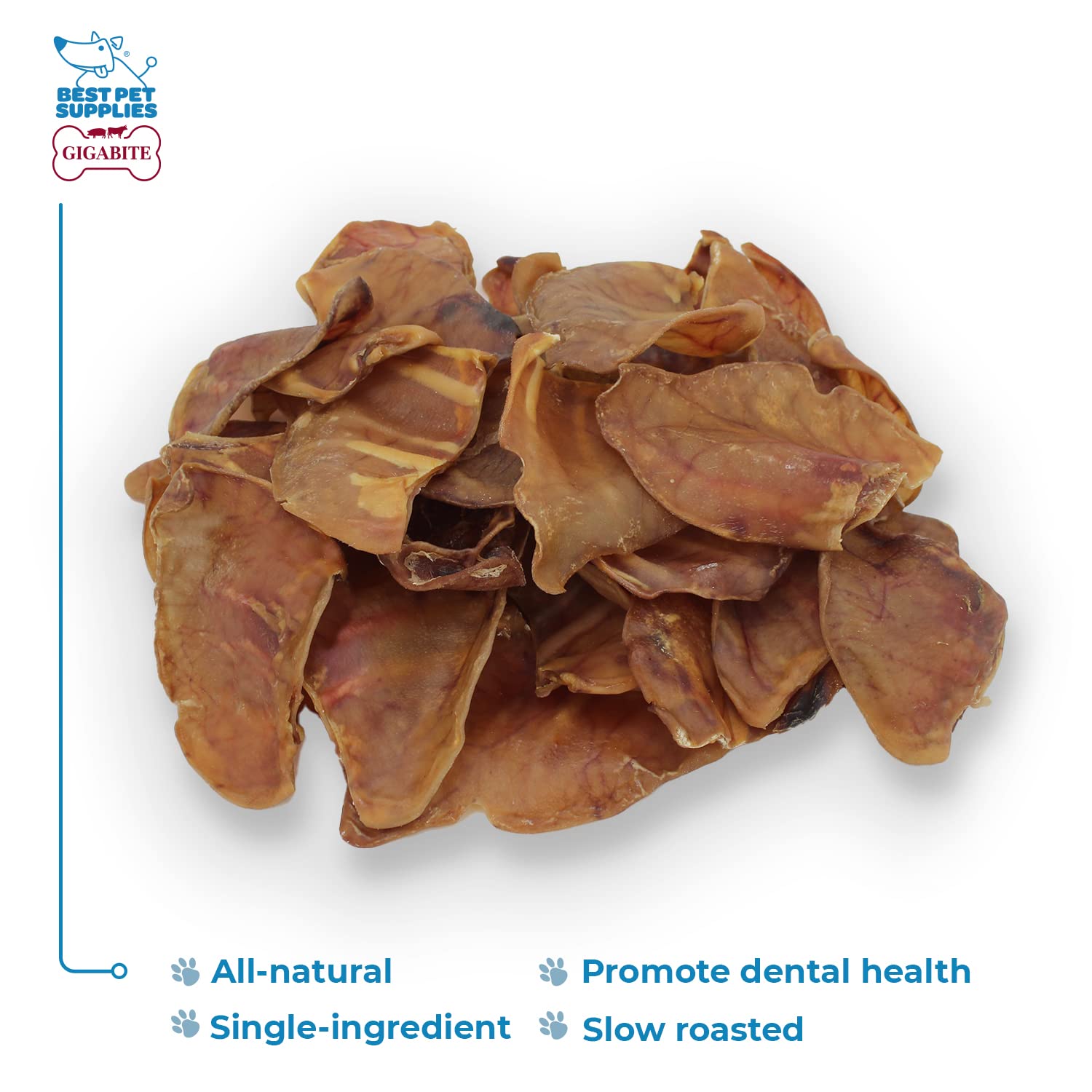 Best Pet Supplies GigaBite Roasted Pig Ears for Dogs - Natural Dog Chews, Roasted Pigs Ears, Safe for Puppies and Aggressive Che