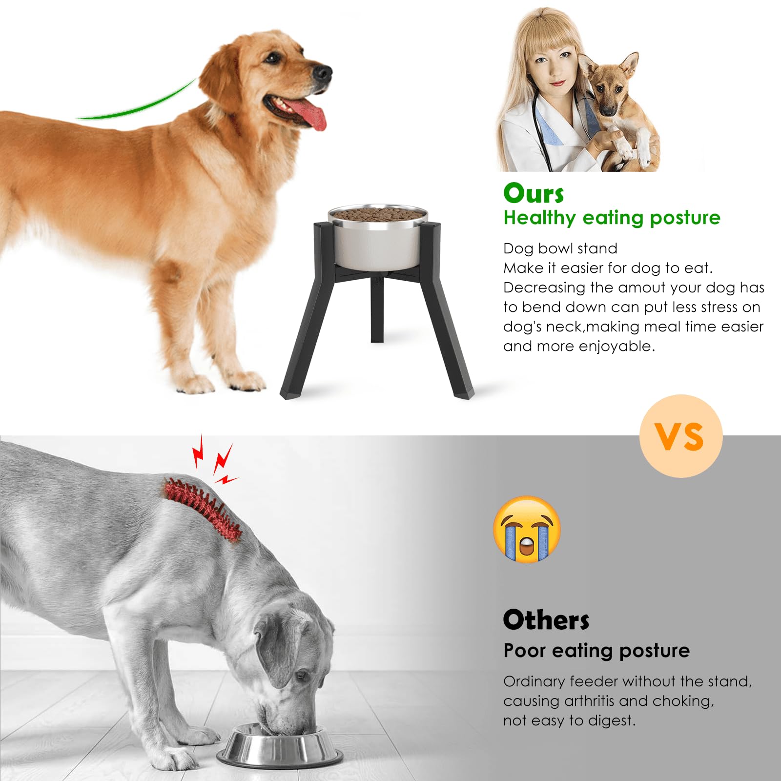 Tidant Elevated Dog Bowl Stand For Medium To Large Dogs, Adjustable Width For 7-10.6'' Bowls, 11'' Tall Single Holder, Black