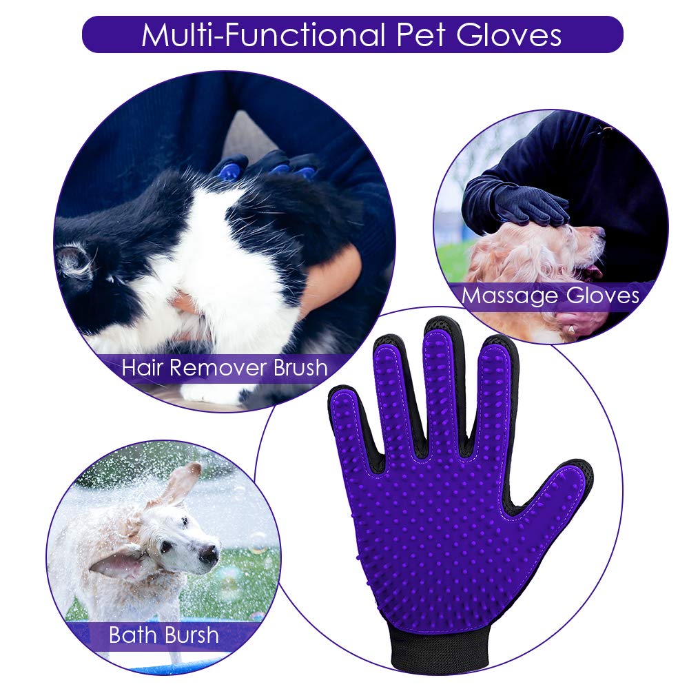 Upgrade Version Pet Grooming Glove - Gentle Deshedding Brush Glove - Efficient Pet Hair Remover Mitt - Enhanced Five Finger Desi