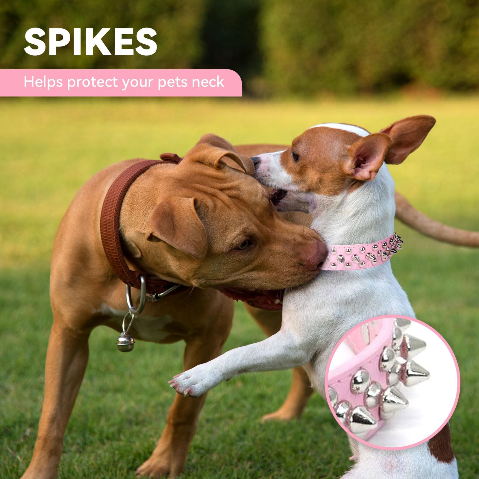 Doggyzstyle Small Pink Spiked Dog Cat Collar For Small Medium Dogs Girl Female - Adjustable Studded Puppy Collars - Soft Padded