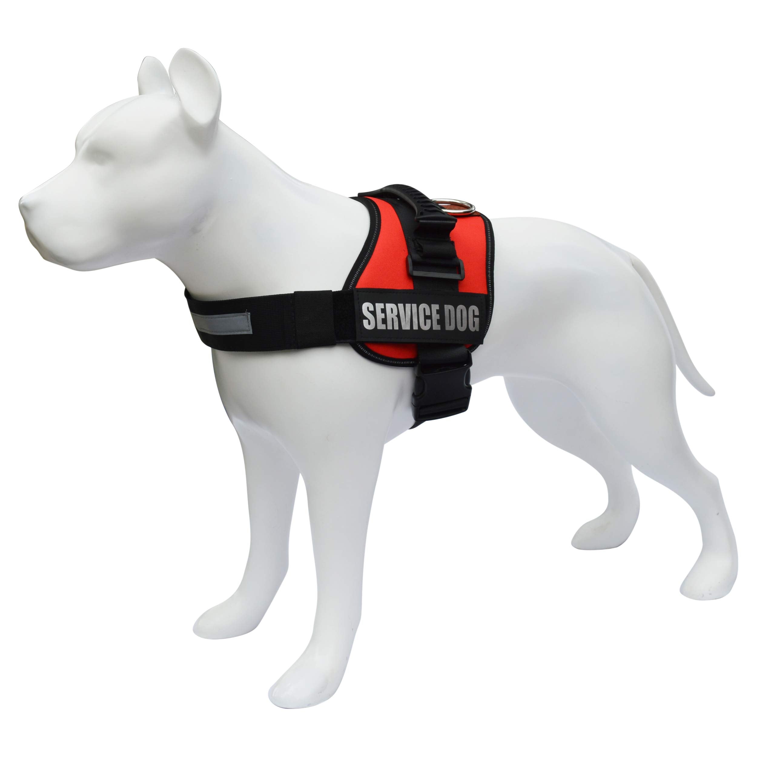 Albcorp Service Dog Vest Harness - Reflective - Woven Polyester And Nylon, Comfy Mesh Padding - Sizes From Xxs To Xl - Service Dog Patches Included. Red, Large