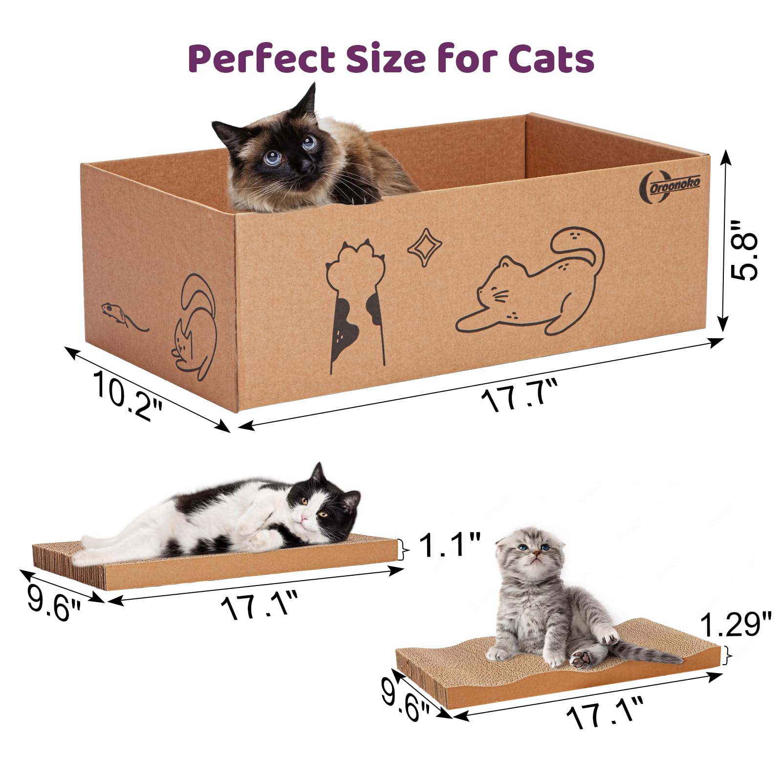 5 In 1 Cat Scratcher Cardboard,Xl-Large Cat Scratch Pad,Cat Scratching Boards With Box For Medium To Large Cat Indoor Use Protec