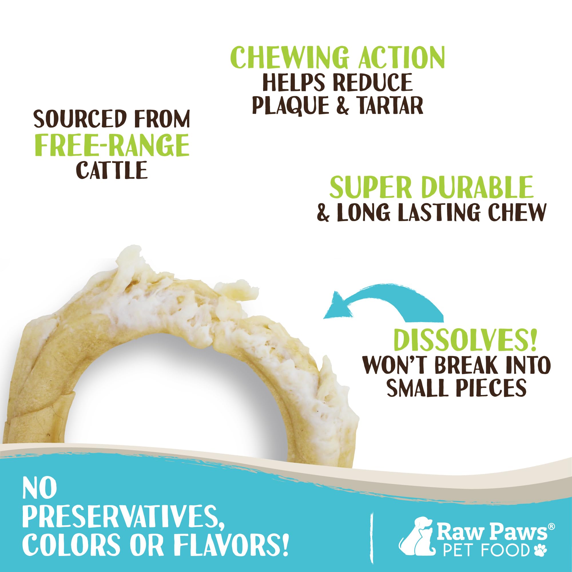 Raw Paws Compressed Rawhide Rings for Dogs, 6-inch, 5-Count - Packed in The USA - Rawhide Ring for Dogs - Digestible Rawhide Don