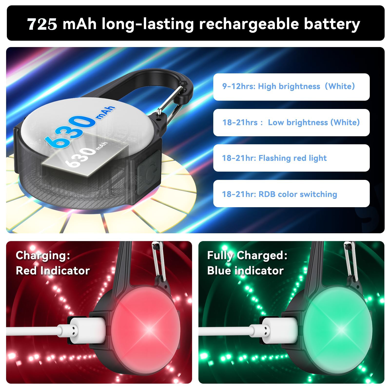 4 Modes Dog Lights For Night Walking, Ip68 Waterproof Dog Collar Light For Nighttime Clip On, High-Capacity Rechargeable Dog Lig