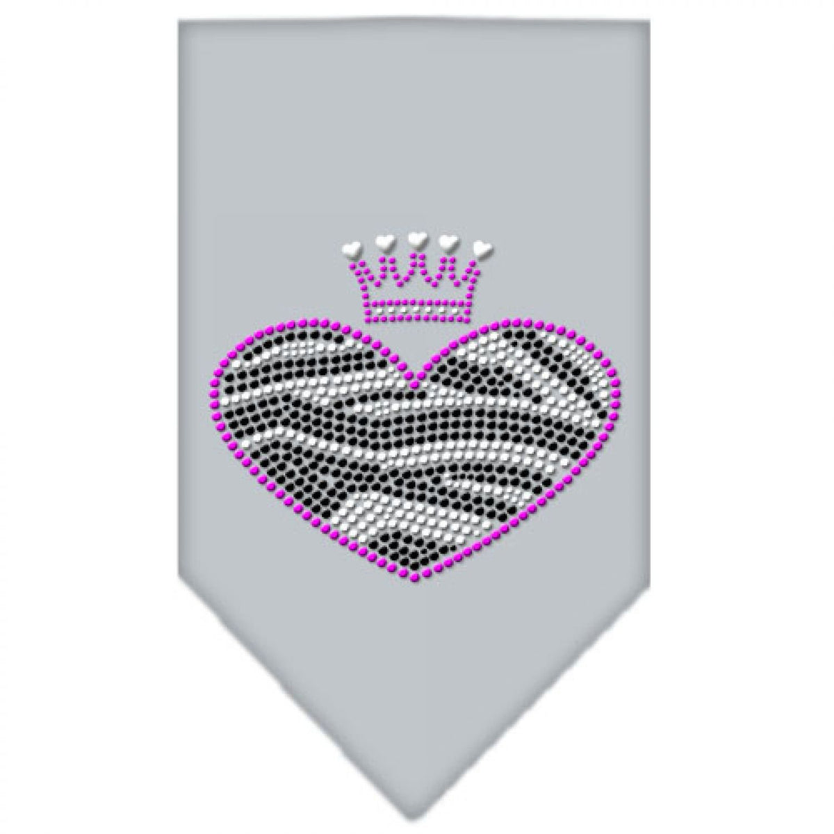 Mirage Pet Products 67-86 SMGY Zebra Heart Rhinestone Grey Print Bandana, Small